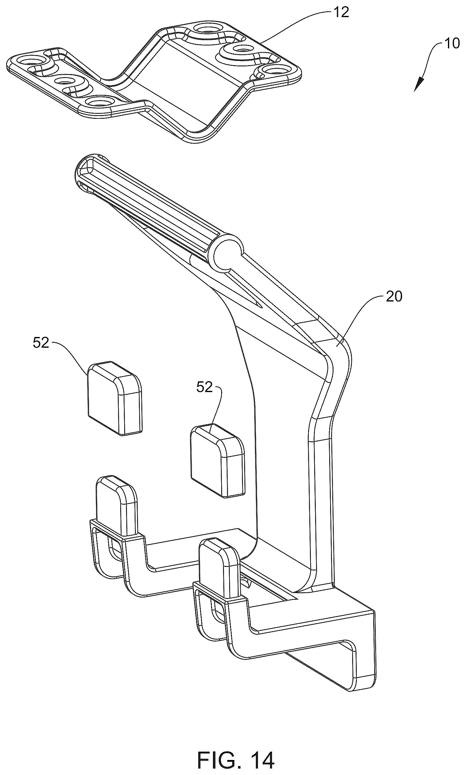 Patent US12410885 Figure 10 – Ceiling mounted plastic storage bin holder
