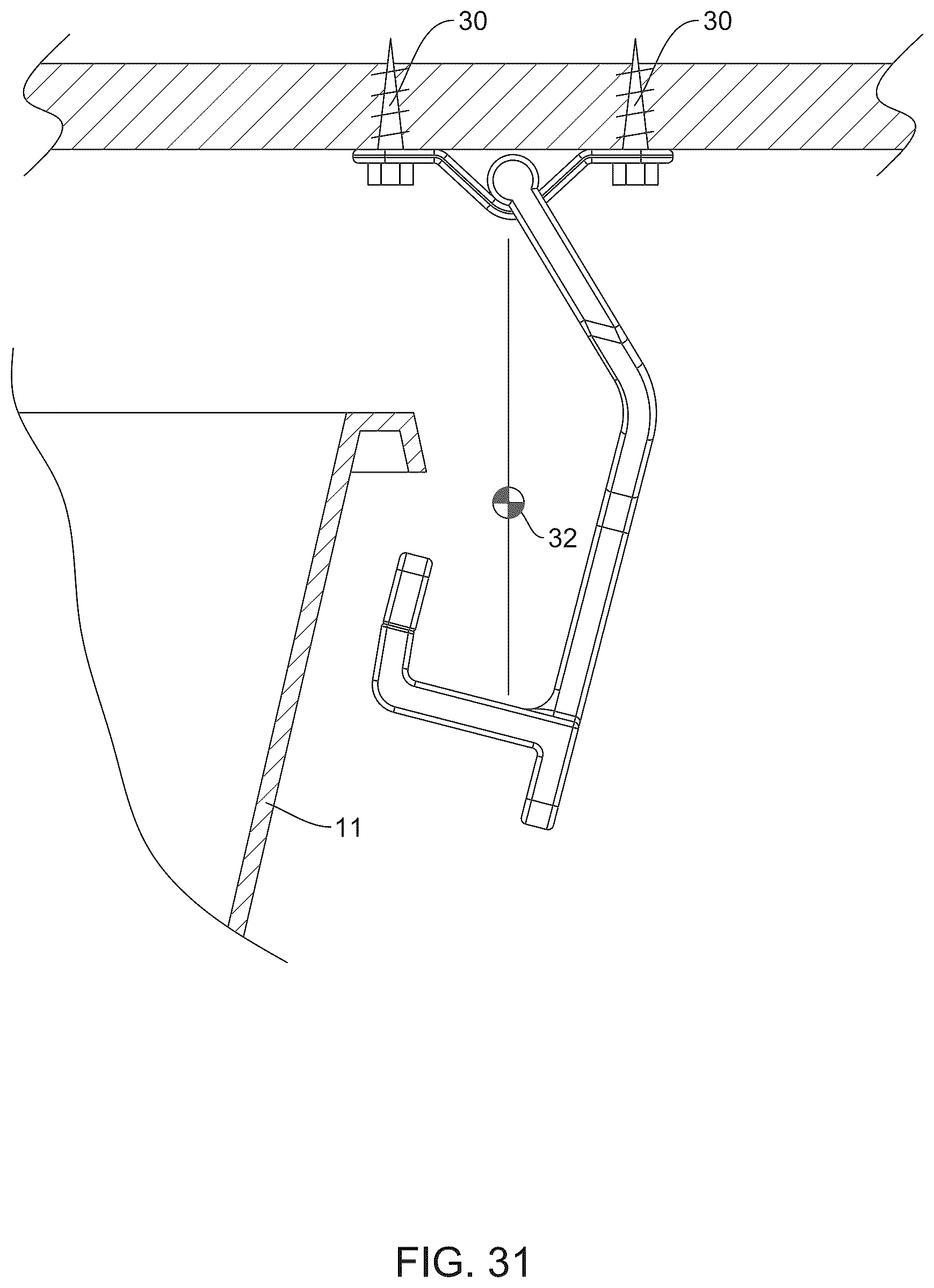 Patent US12410885 Figure 18 – Ceiling mounted plastic storage bin holder