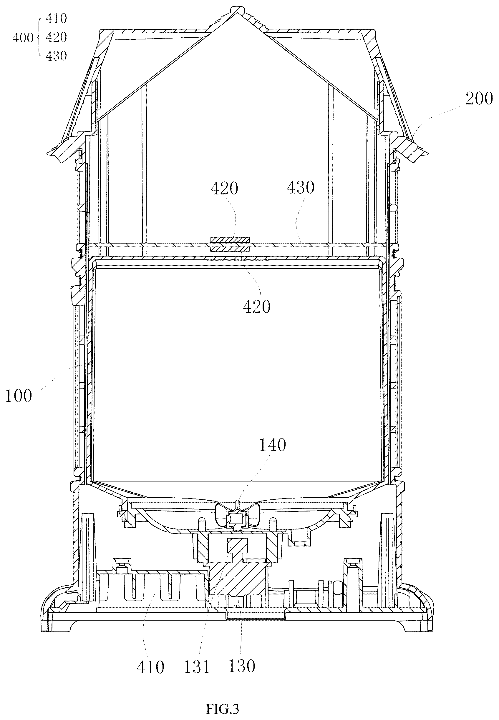 Patent US12410898 Figure 3 – Light and shadow water lamp structure