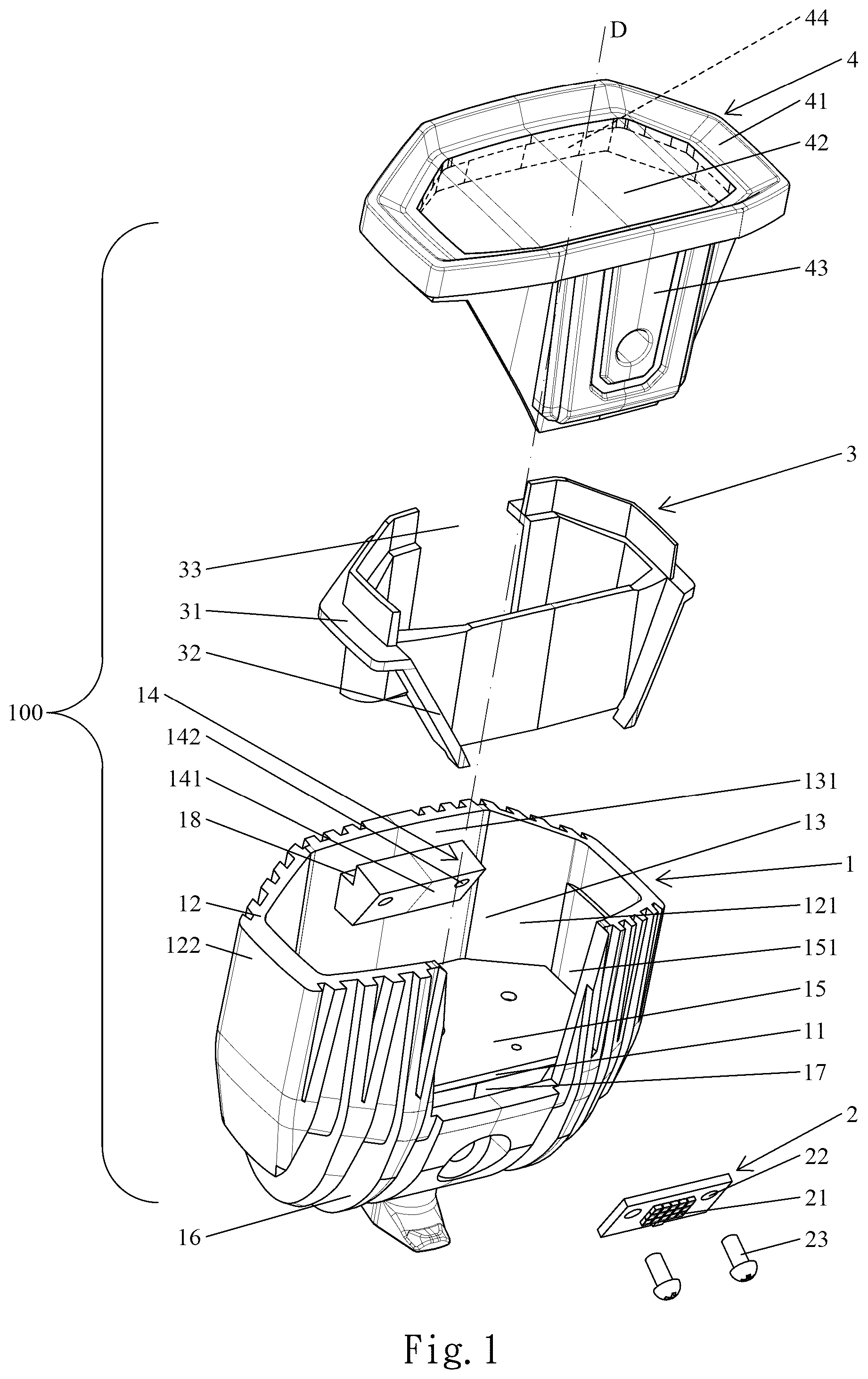 Patent US12410902 Figure 1 – Vehicle lamp