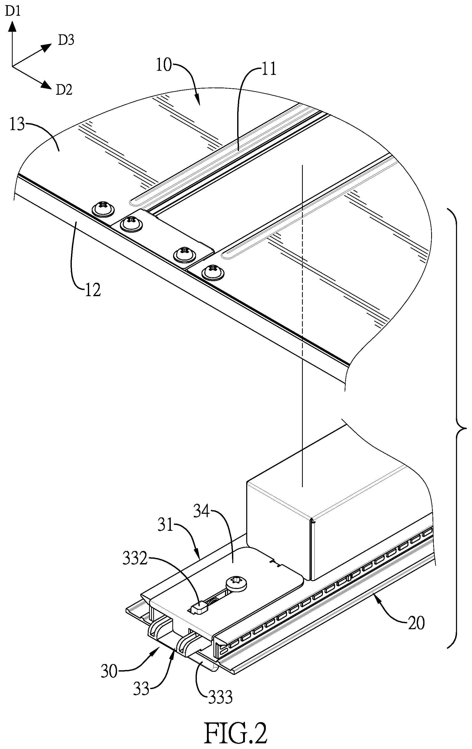 Patent US12410905 Figure 2 – Assembly structure and lighting device