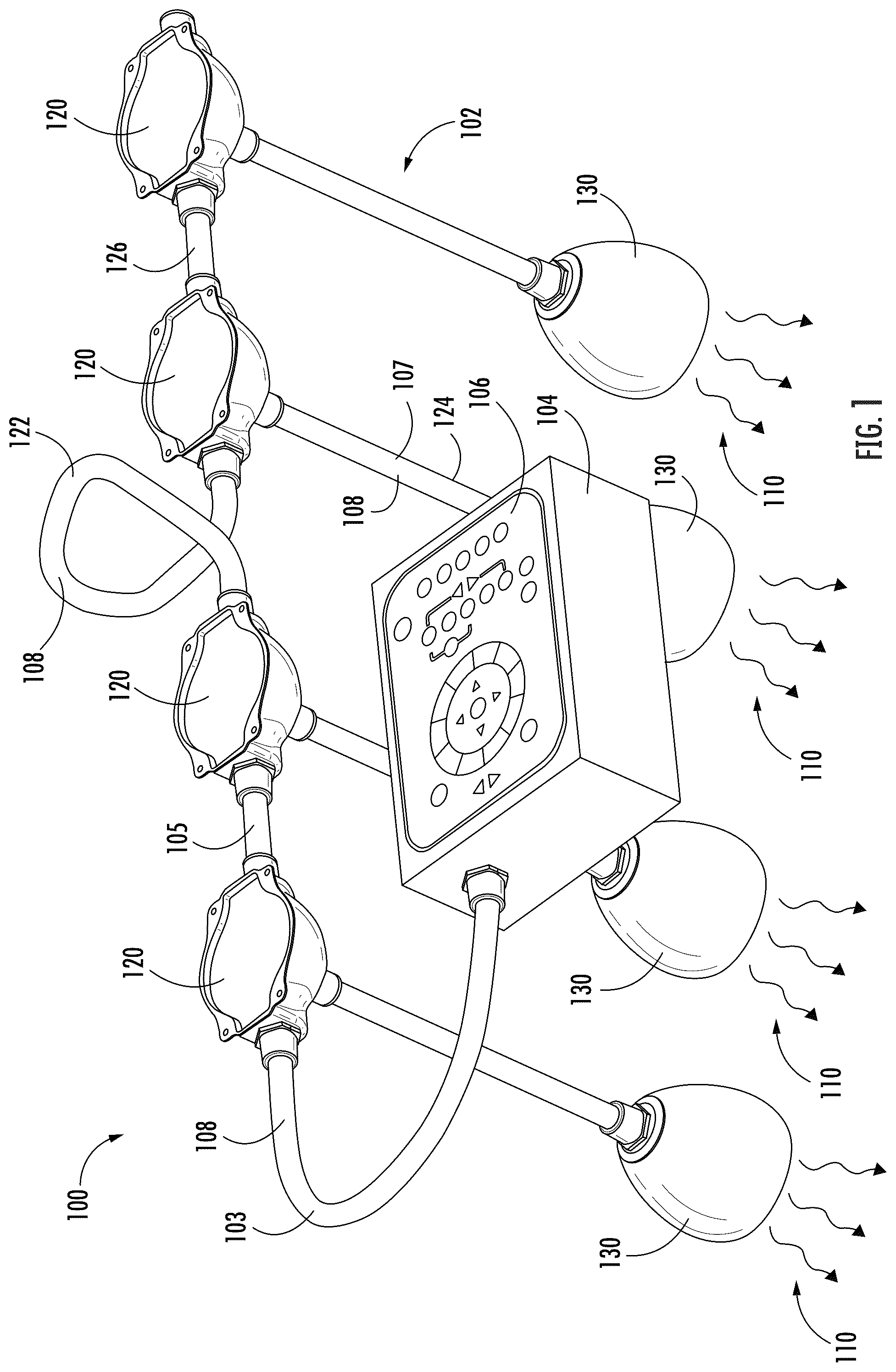 Patent US12410909 Figure 1 – Modular lighting system assembly