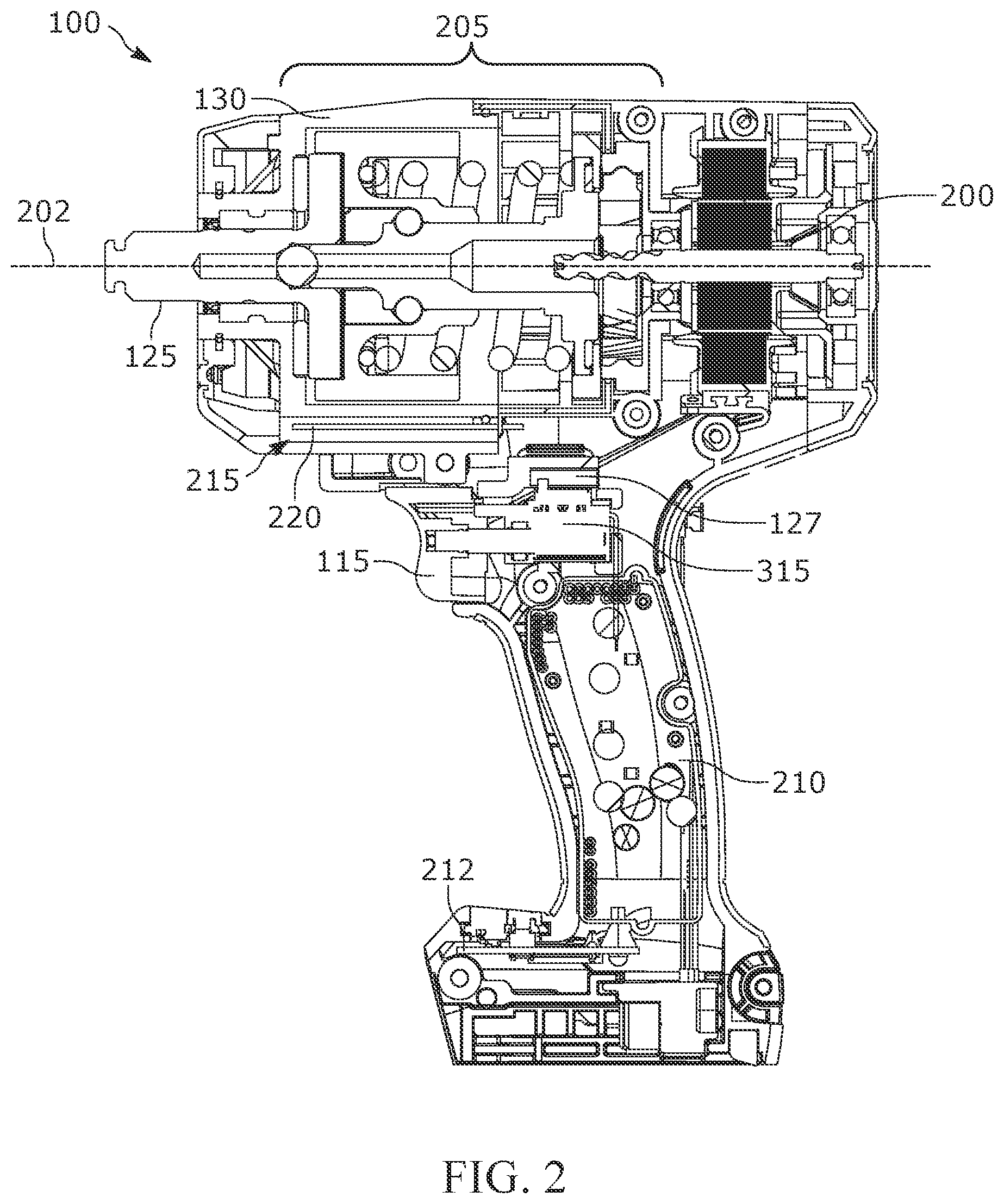 Patent US12410912 Figure 2 – Shadowless lighting system for a handheld power tool