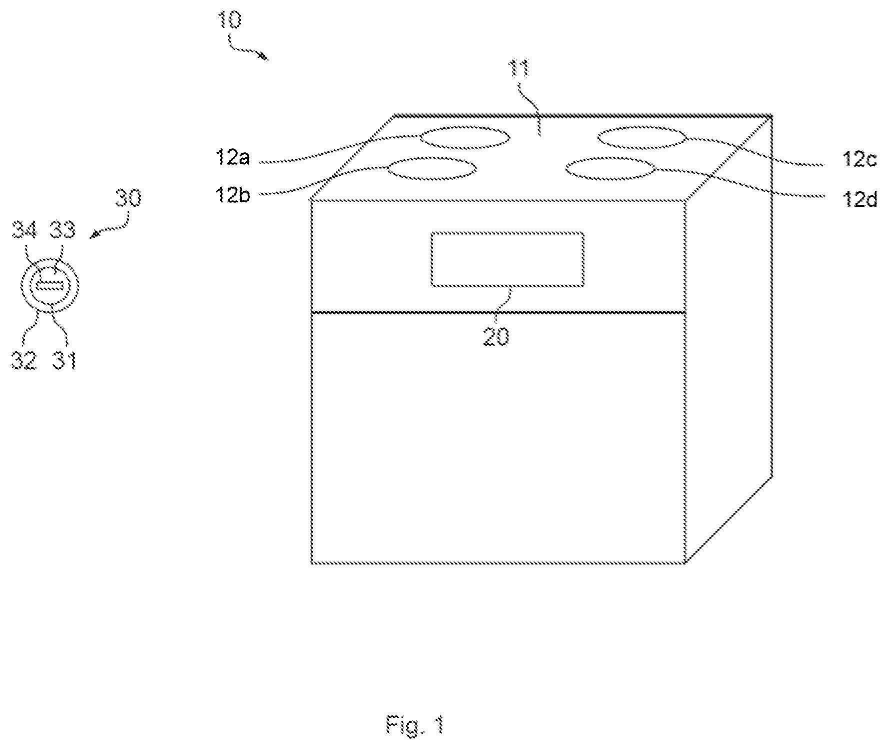 Patent US12410917 Figure 1 – Domestic appliance, operating element for a domestic appliance, and method for controlling a domestic appliance