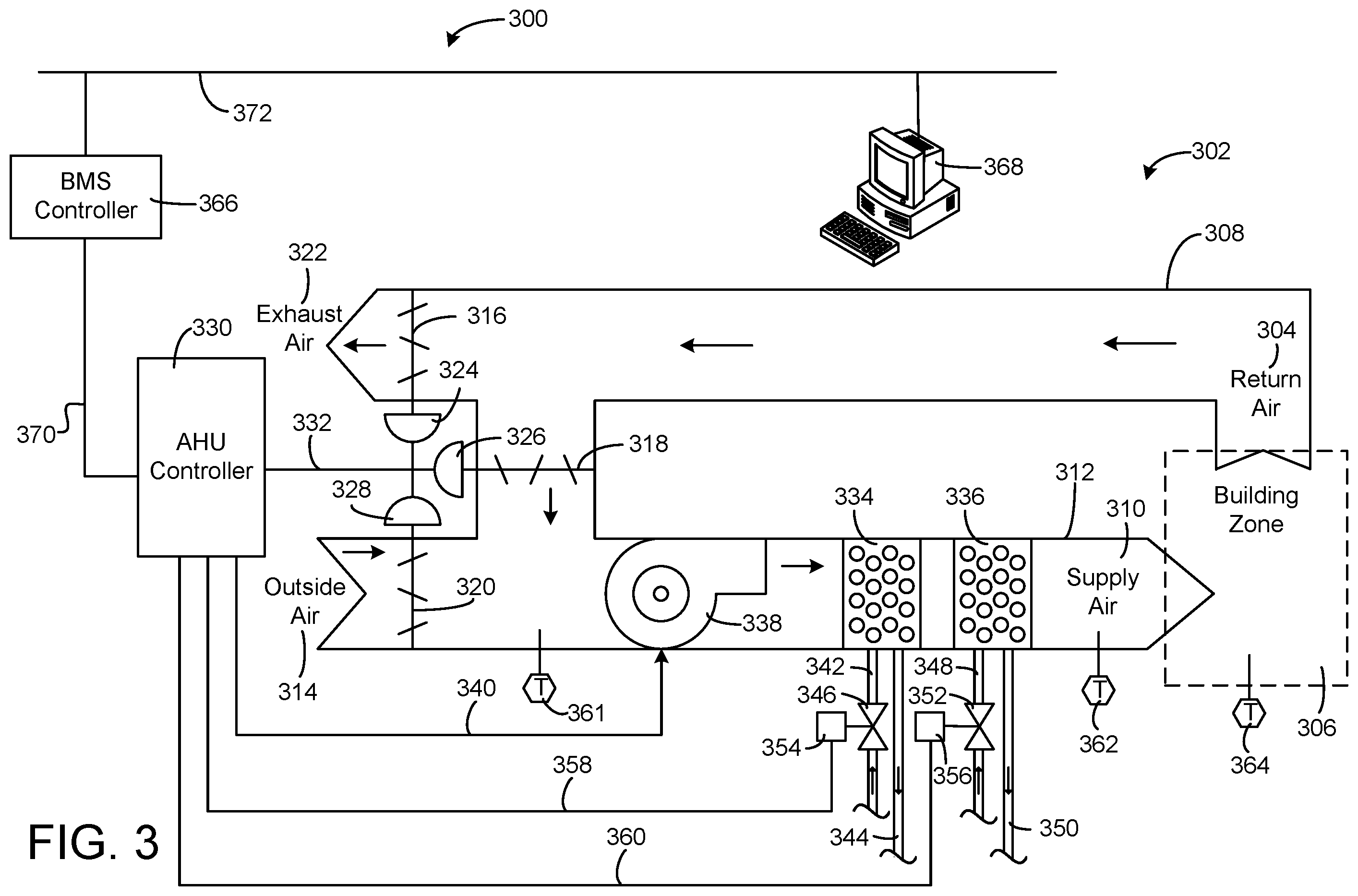 Patent US12410934 Figure 3 – Air handling unit and method using reinforcement learning model that replicates model predictive control simulation