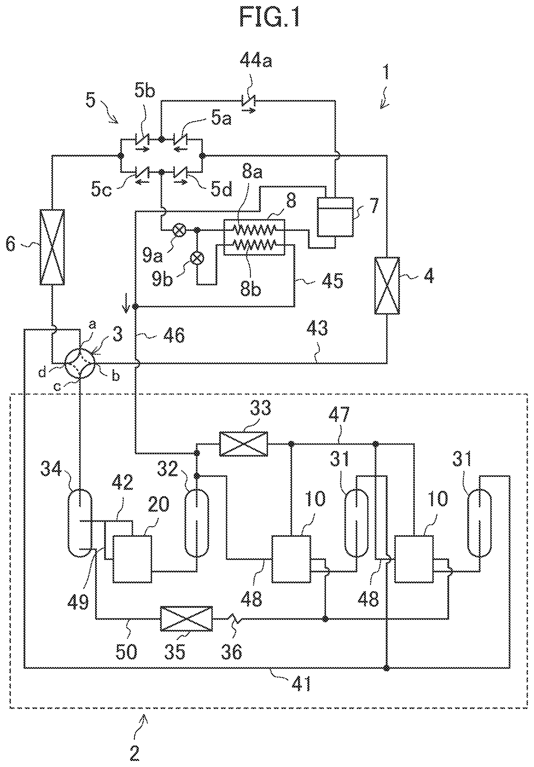 Patent US12410952 Figure 1 – Compressor device and refrigeration apparatus