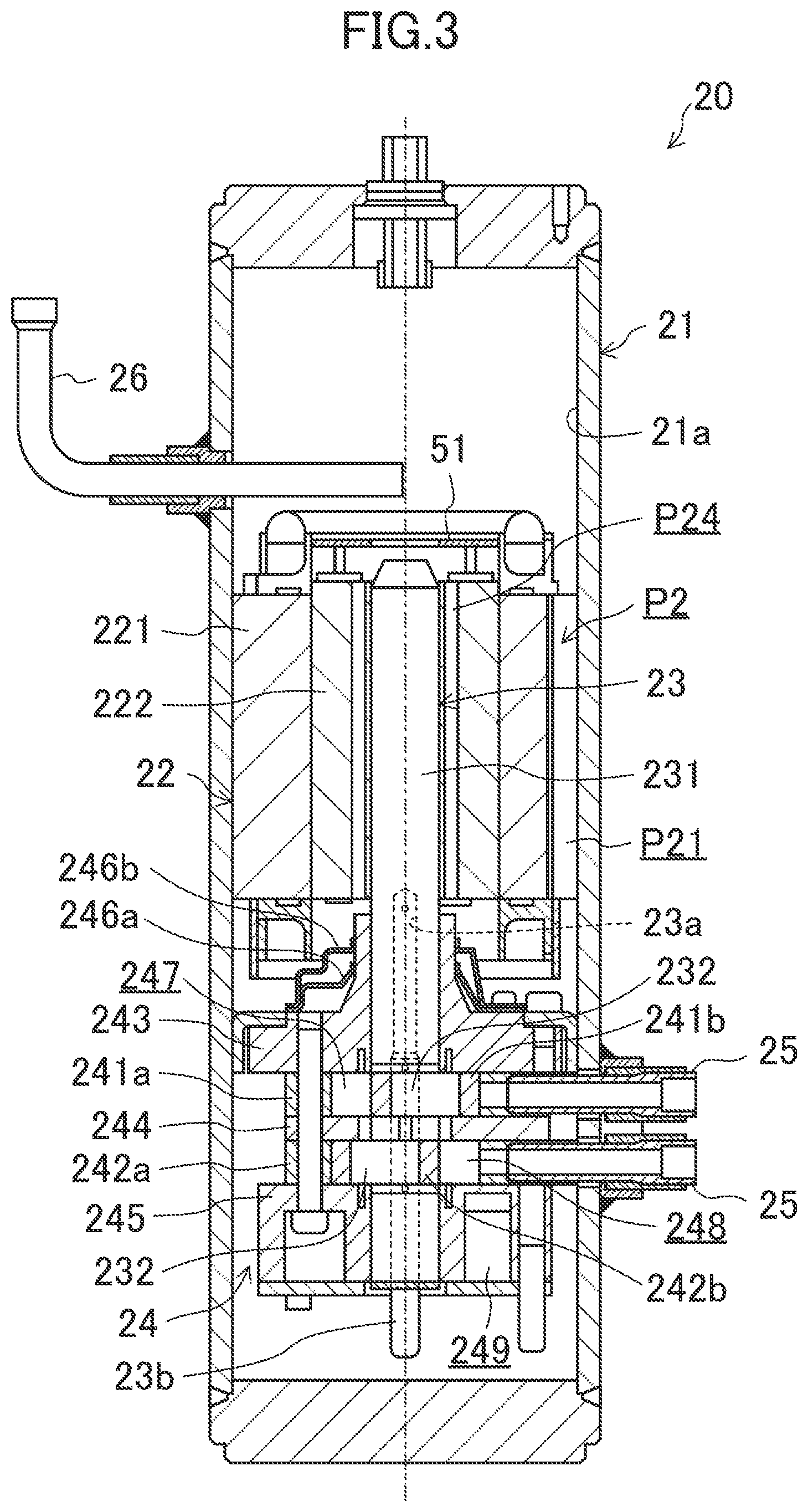 Patent US12410952 Figure 3 – Compressor device and refrigeration apparatus