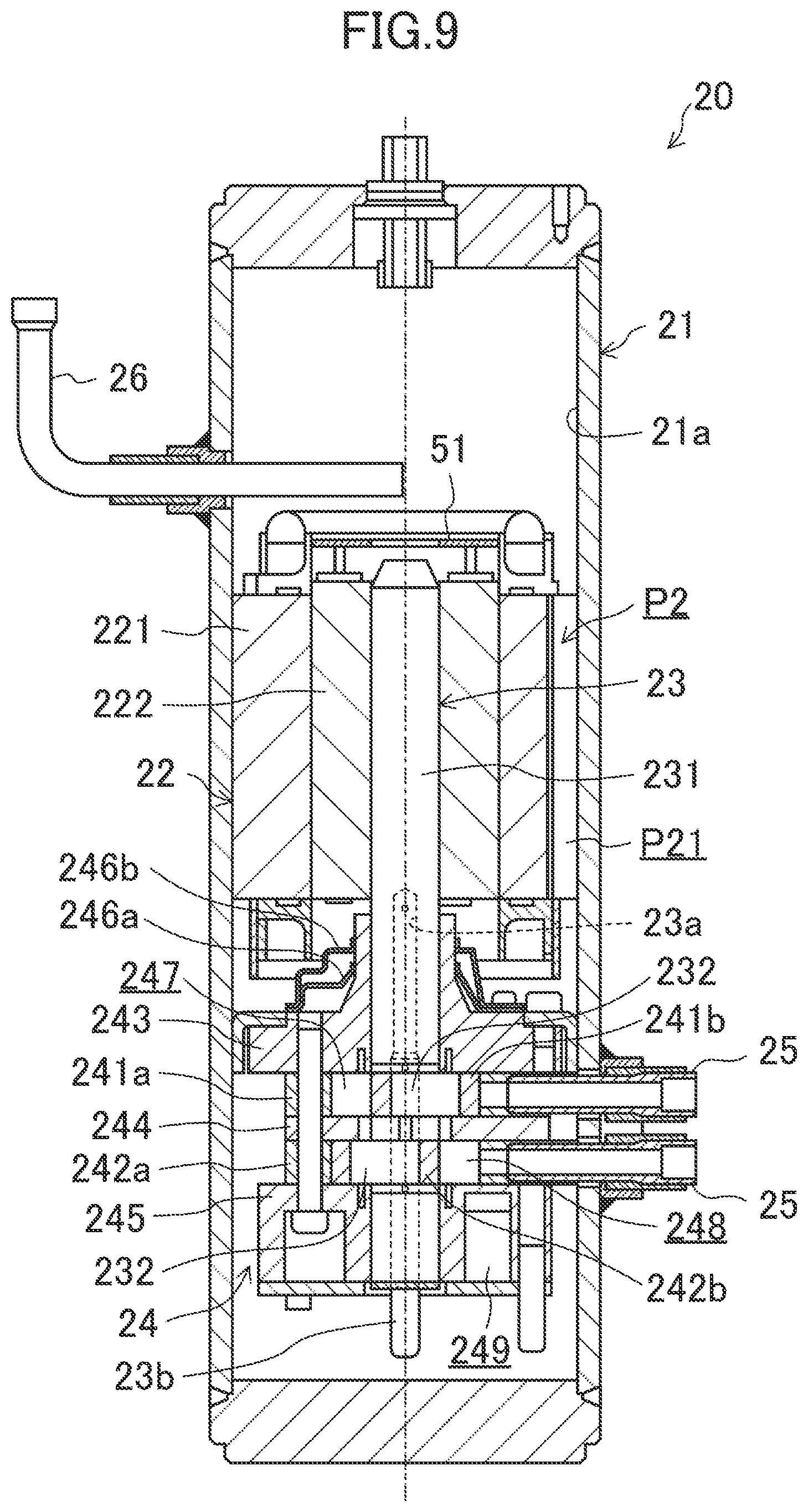 Patent US12410952 Figure 9 – Compressor device and refrigeration apparatus
