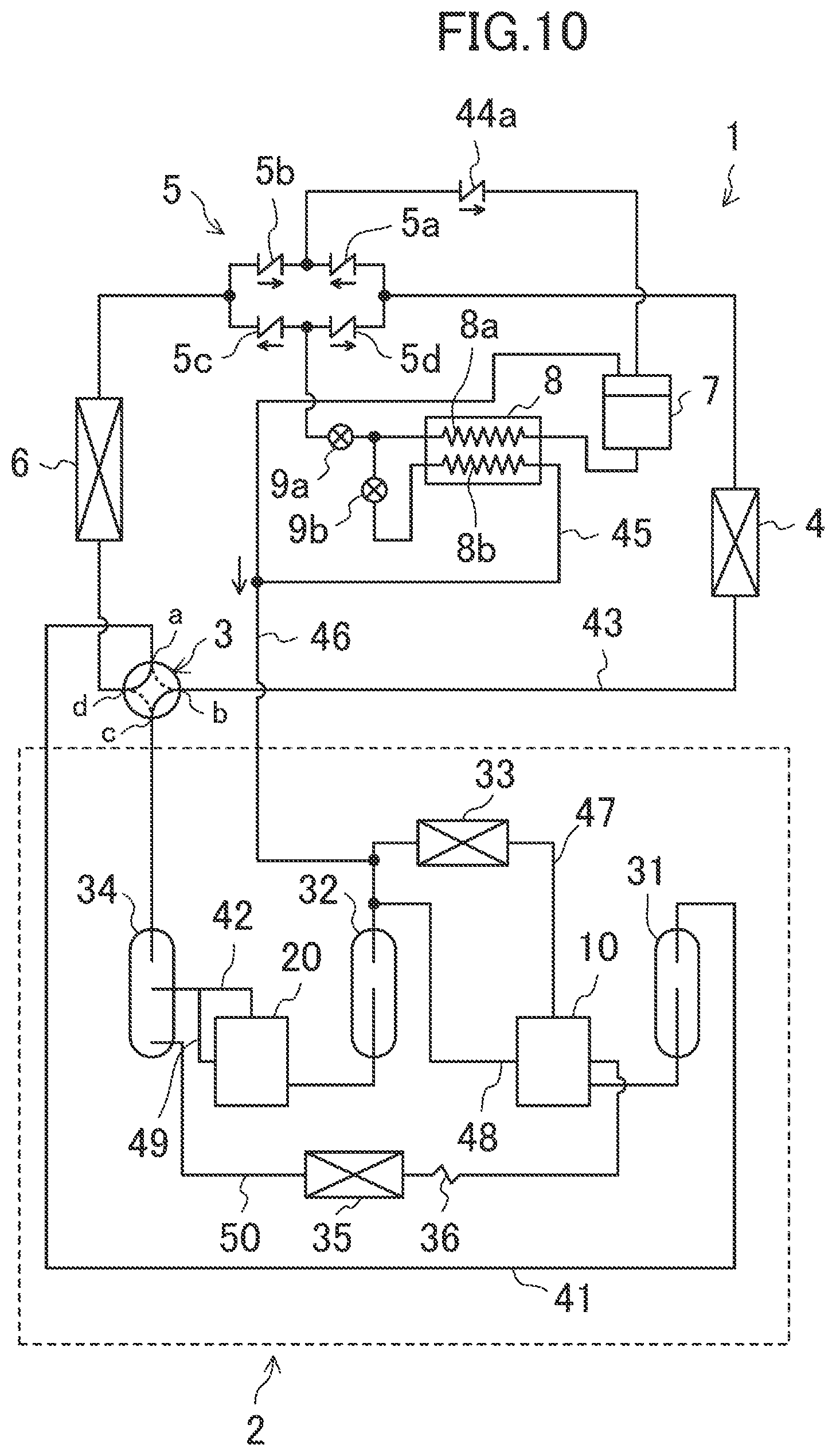 Patent US12410952 Figure 10 – Compressor device and refrigeration apparatus