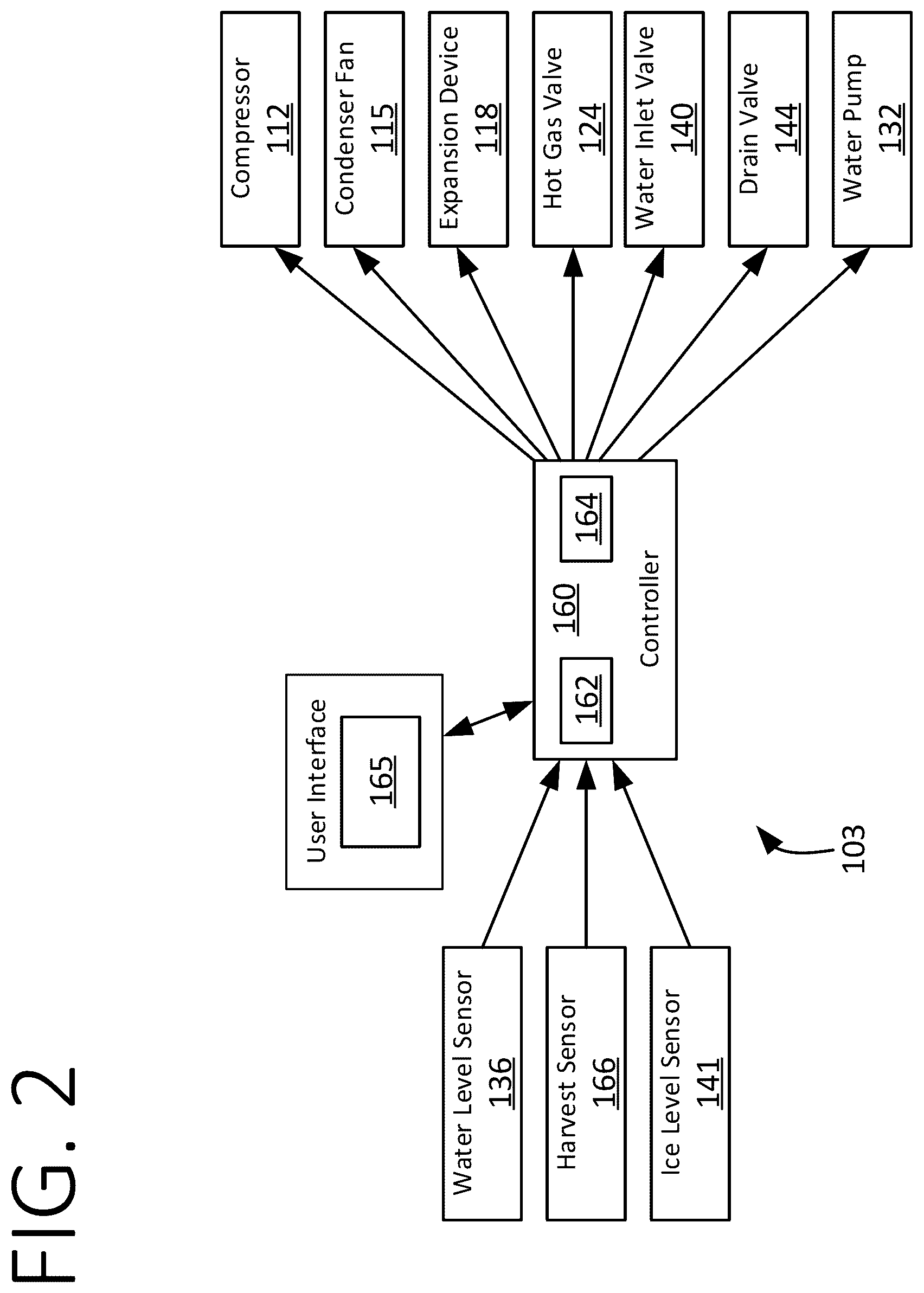 Patent US12410962 Figure 2 – Ice maker with stand pipe drain