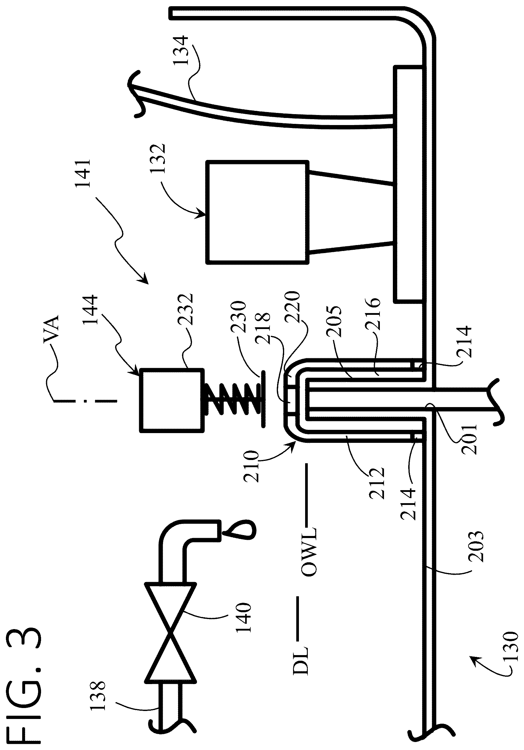 Patent US12410962 Figure 3 – Ice maker with stand pipe drain