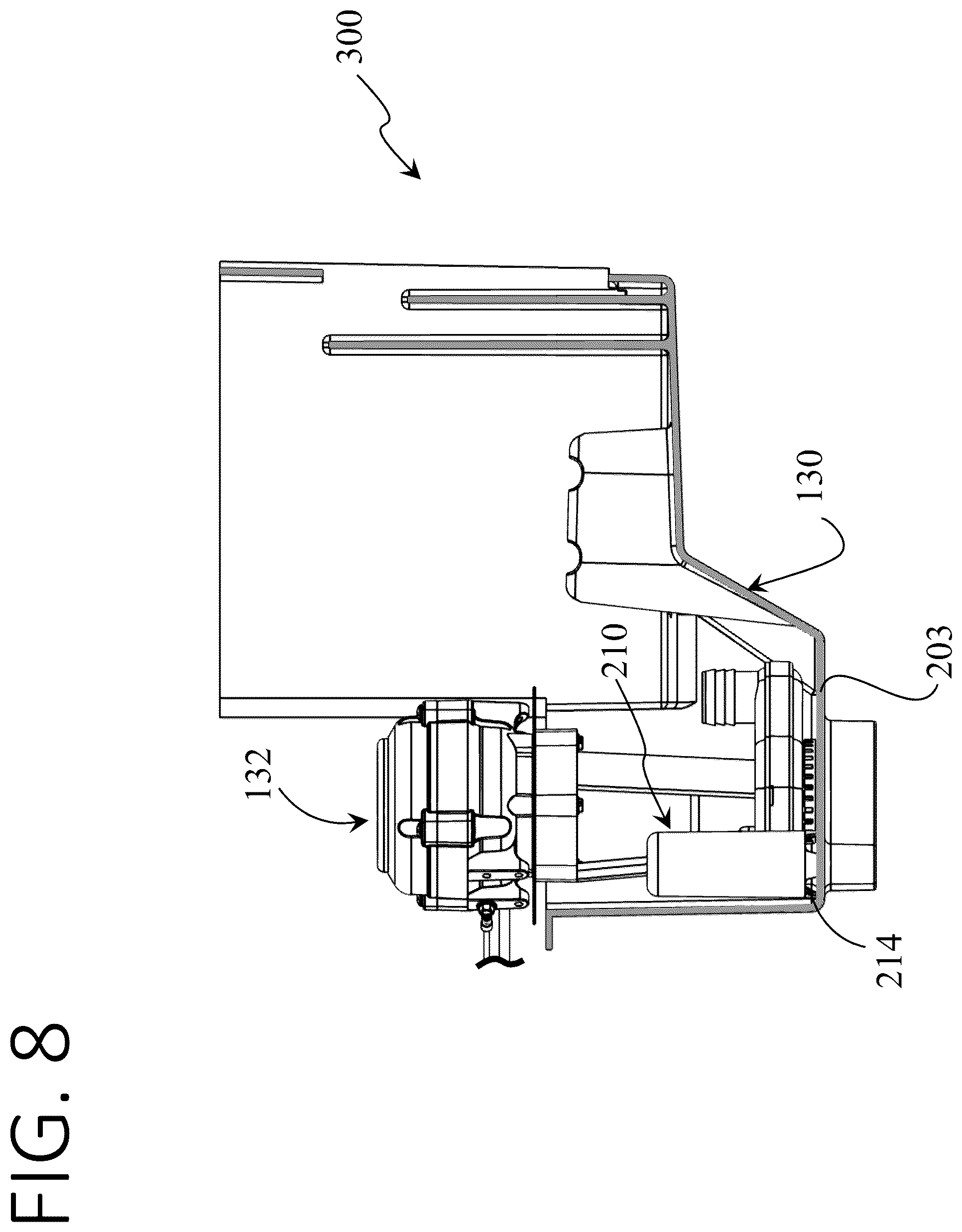 Patent US12410962 Figure 8 – Ice maker with stand pipe drain