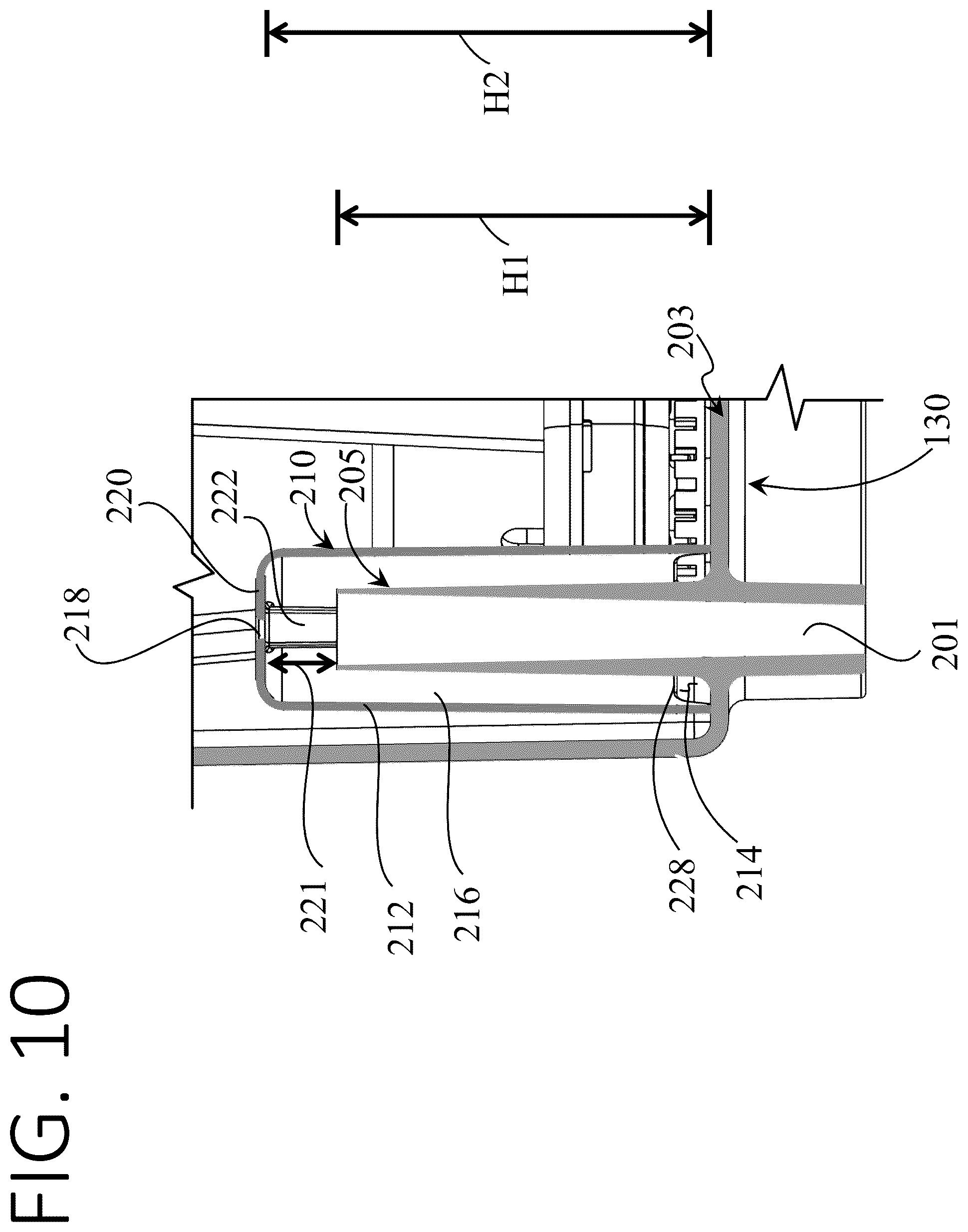 Patent US12410962 Figure 10 – Ice maker with stand pipe drain