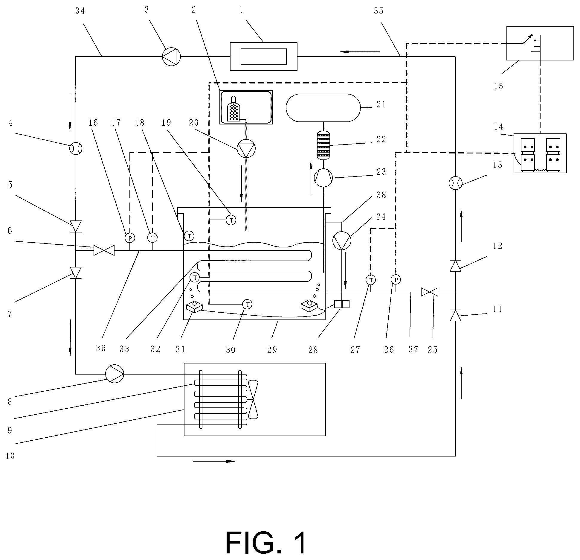Patent US12410965 Figure 1 – Internal circulation type clathrate hydrate-based cold storage system and method