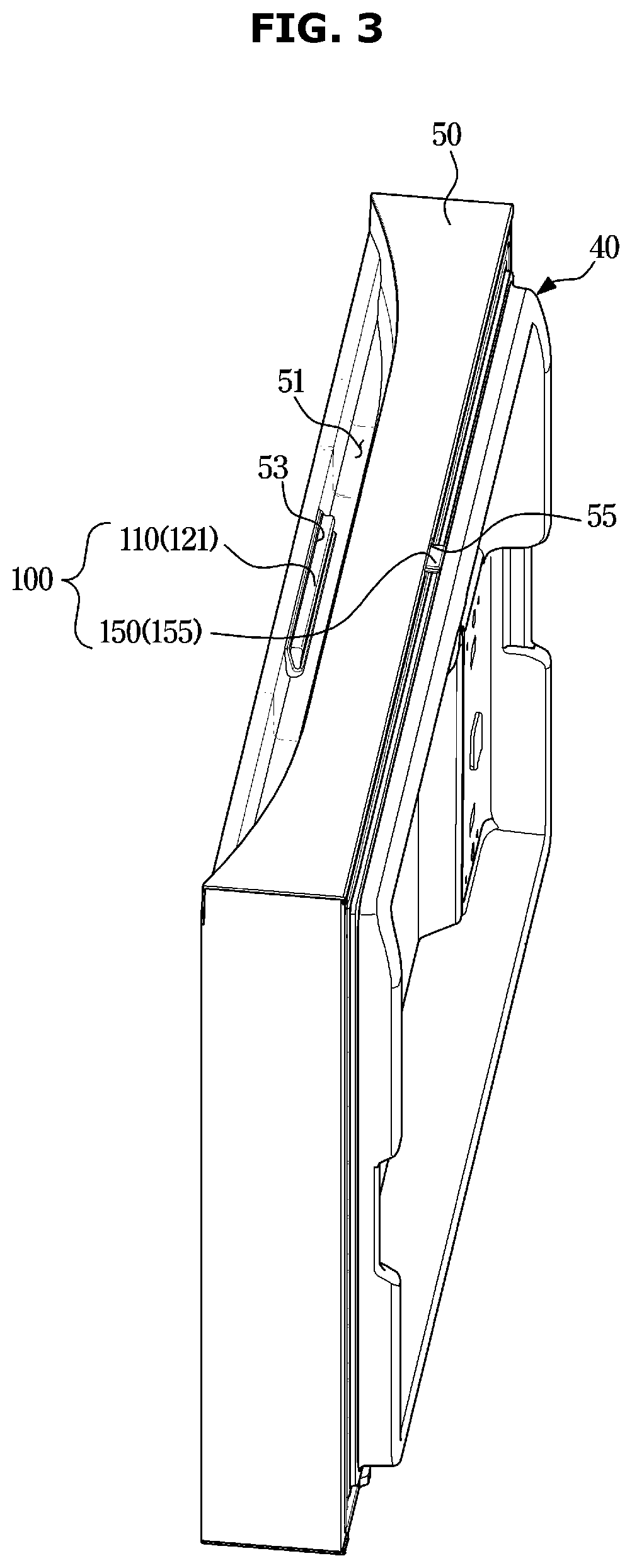 Patent US12410967 Figure 3 – Door opening device and refrigerator having the same