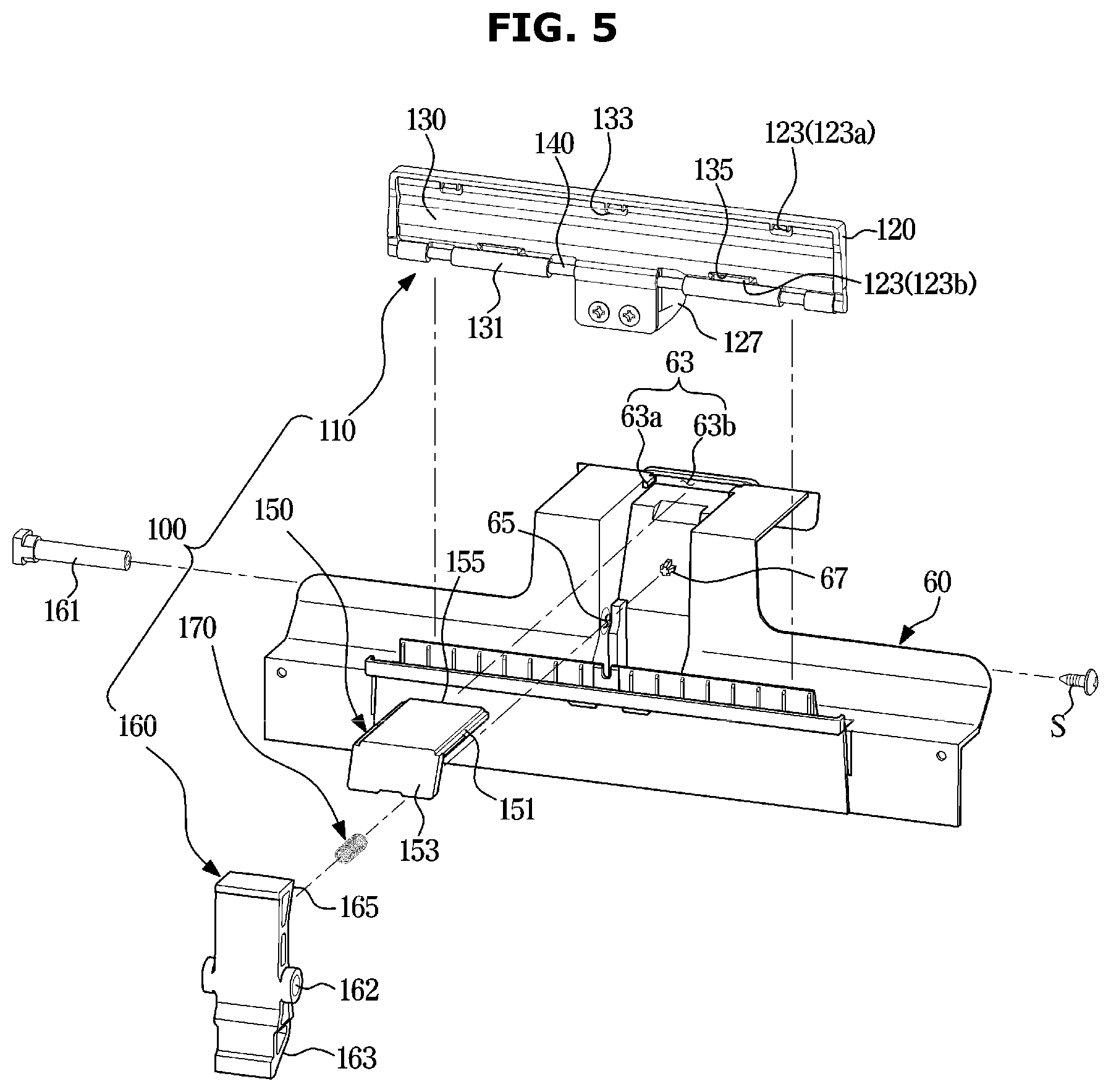Patent US12410967 Figure 5 – Door opening device and refrigerator having the same