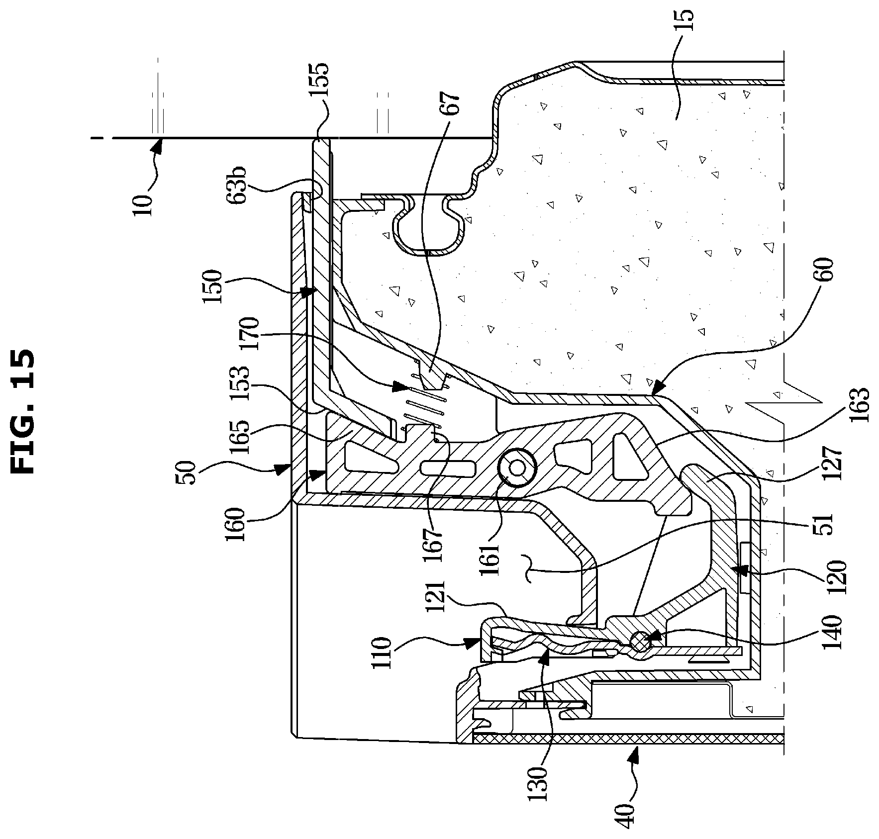 Patent US12410967 Figure 15 – Door opening device and refrigerator having the same