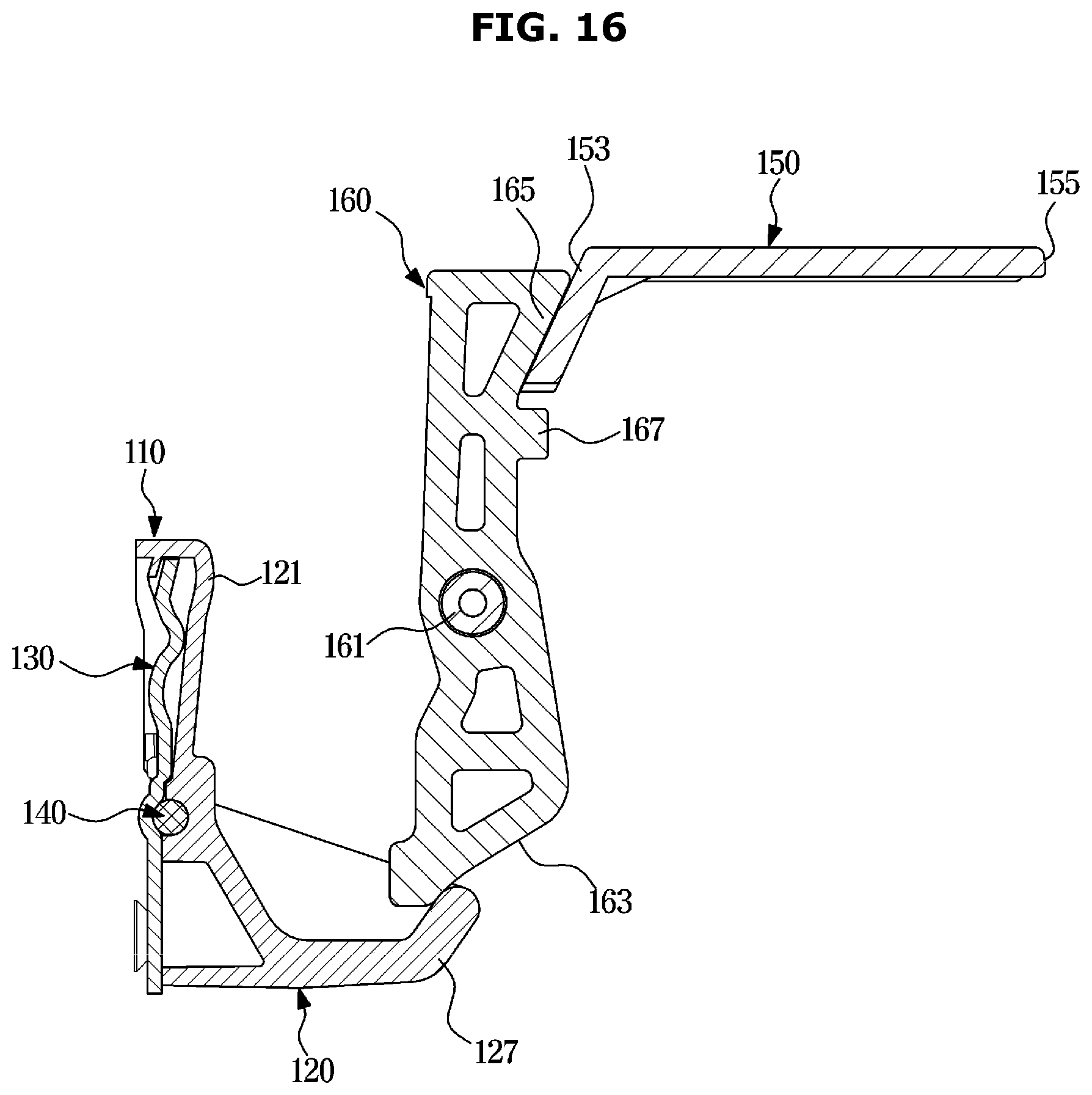 Patent US12410967 Figure 16 – Door opening device and refrigerator having the same