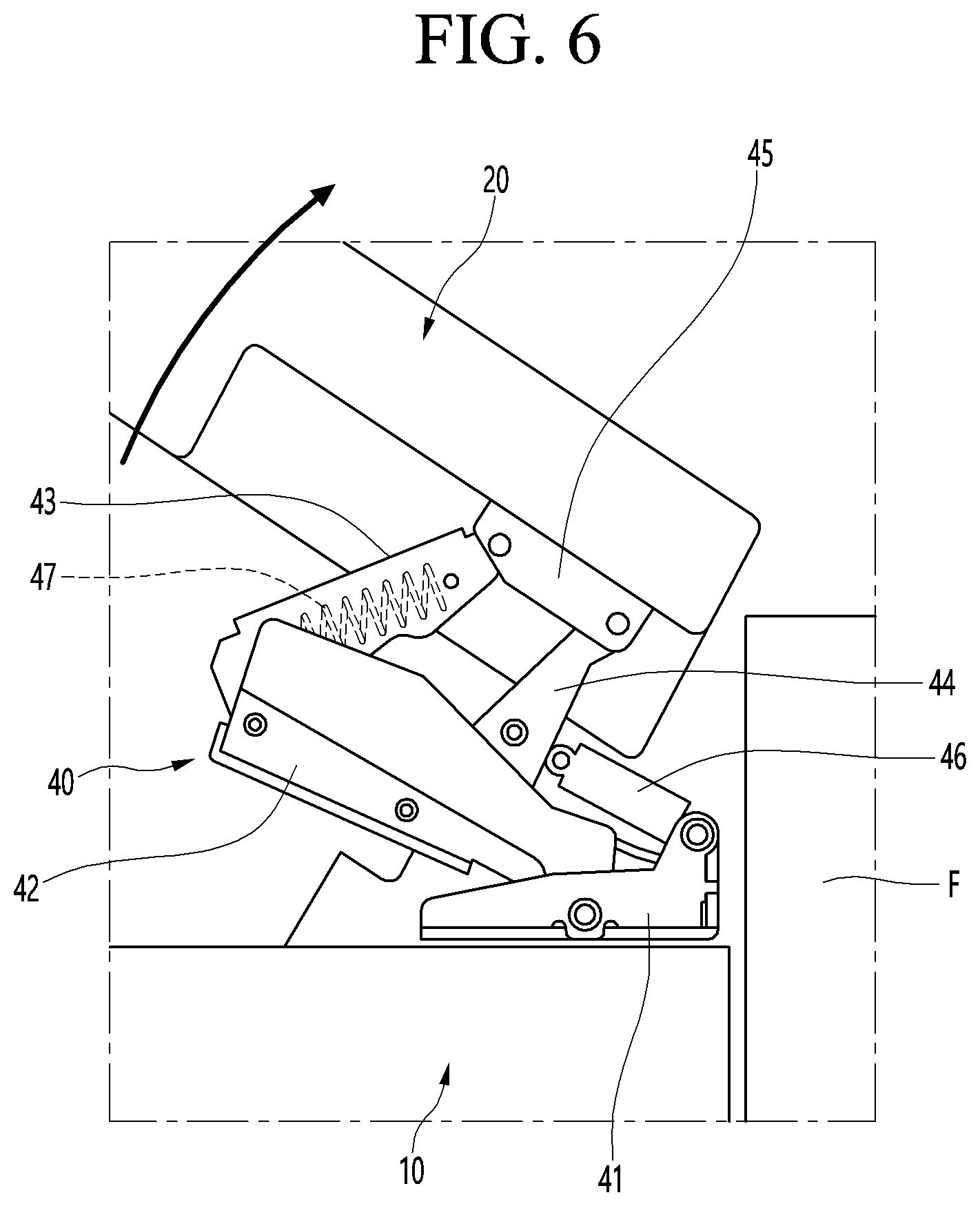 Patent US12410969 Figure 6 – Multi-joint link hinge and refrigerator having the same