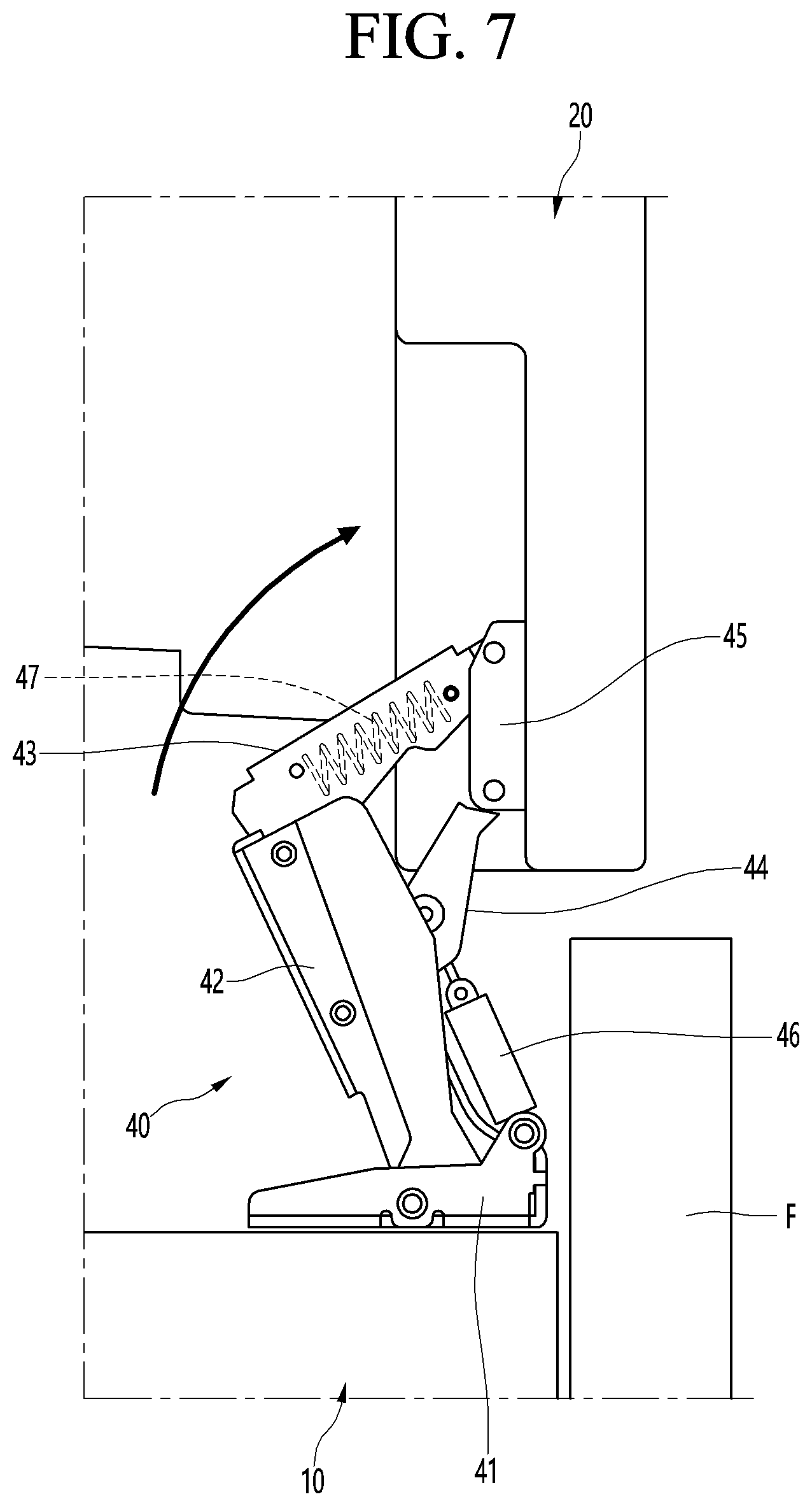Patent US12410969 Figure 7 – Multi-joint link hinge and refrigerator having the same
