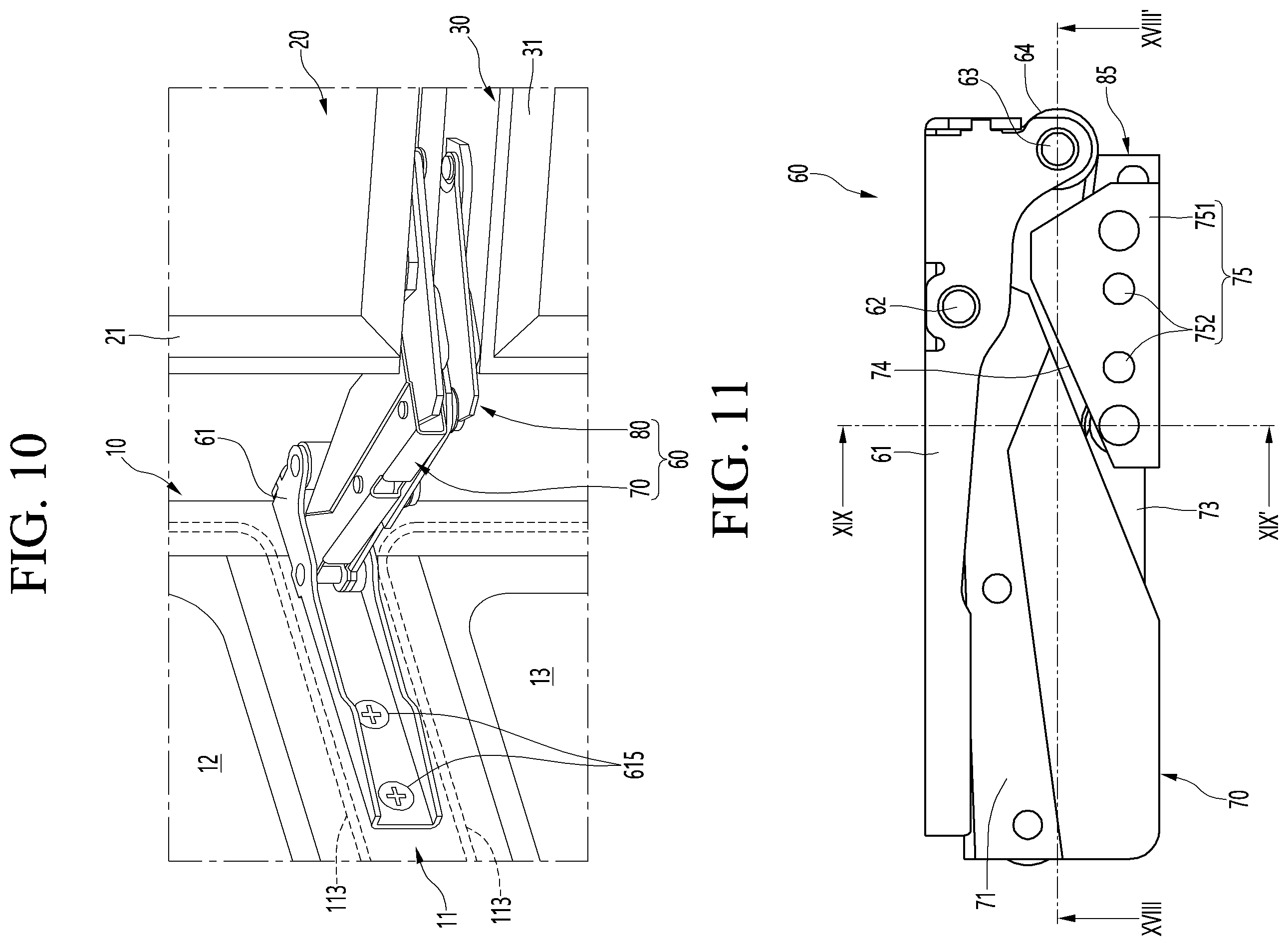 Patent US12410969 Figure 10 – Multi-joint link hinge and refrigerator having the same