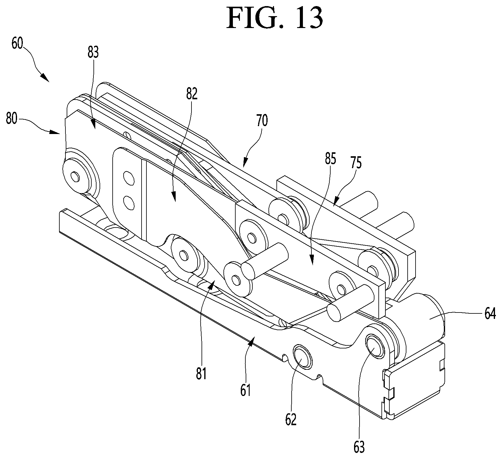 Patent US12410969 Figure 12 – Multi-joint link hinge and refrigerator having the same