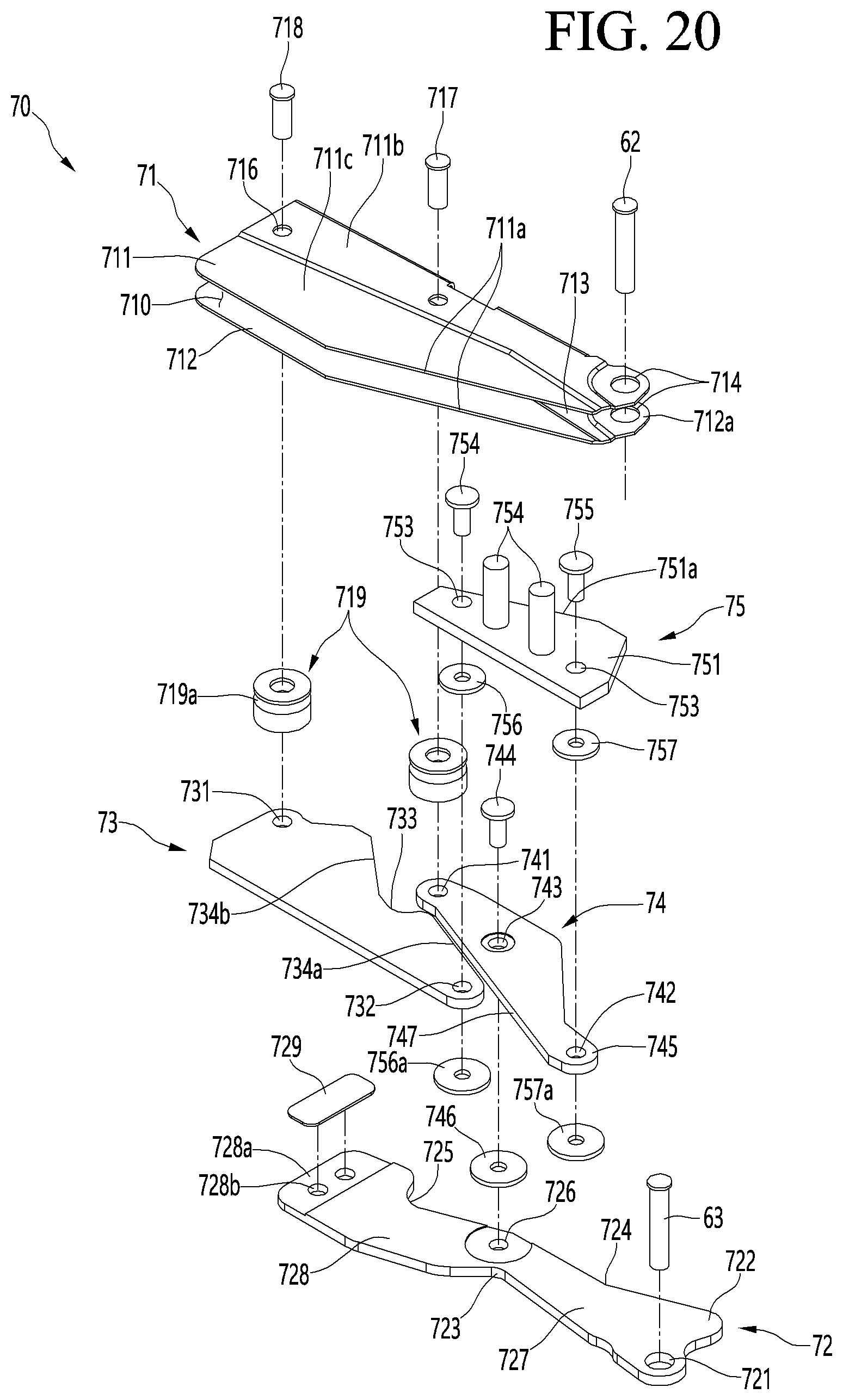 Patent US12410969 Figure 18 – Multi-joint link hinge and refrigerator having the same