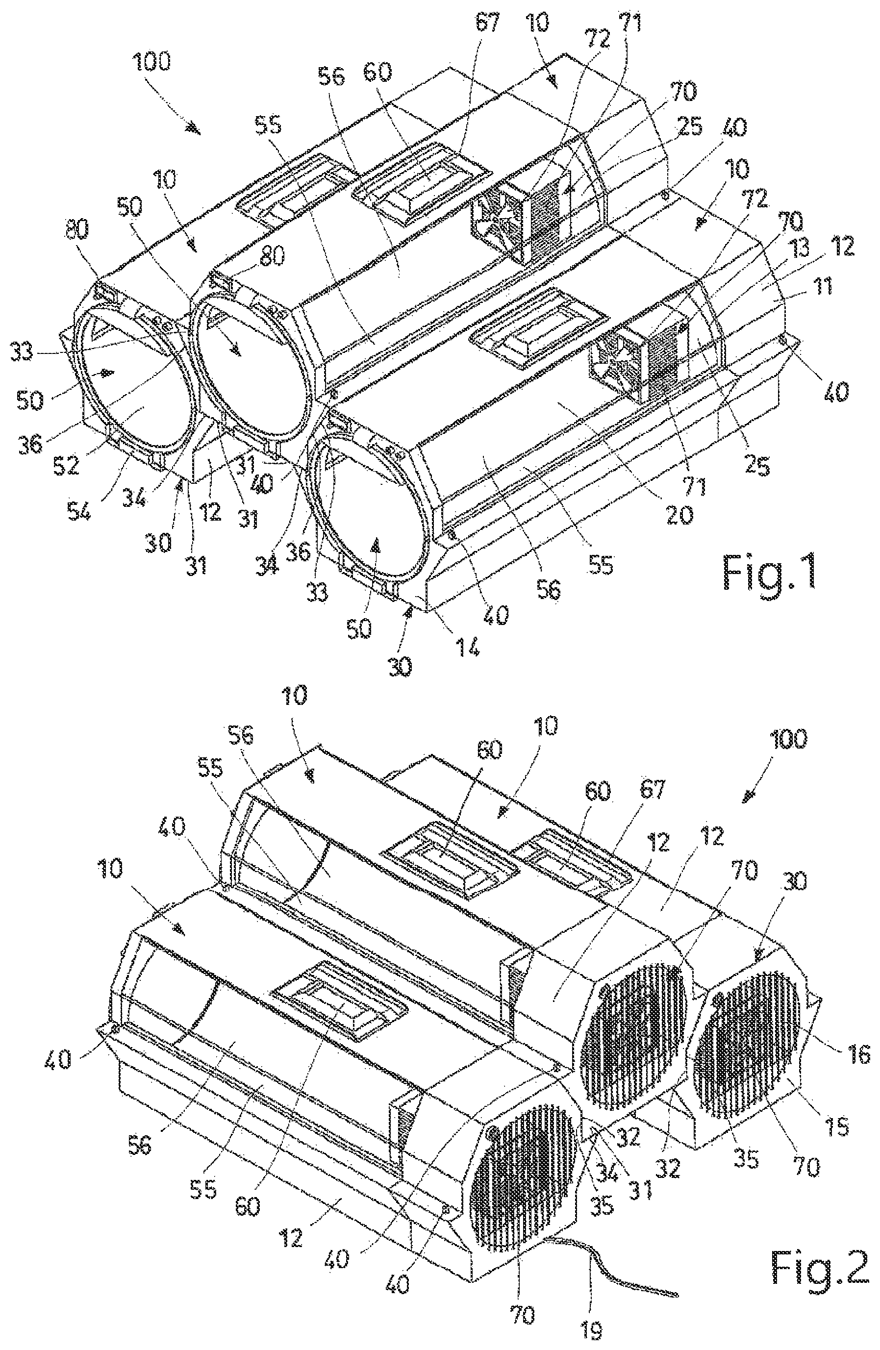 Patent US12410972 Figure 1 – Refrigerating container