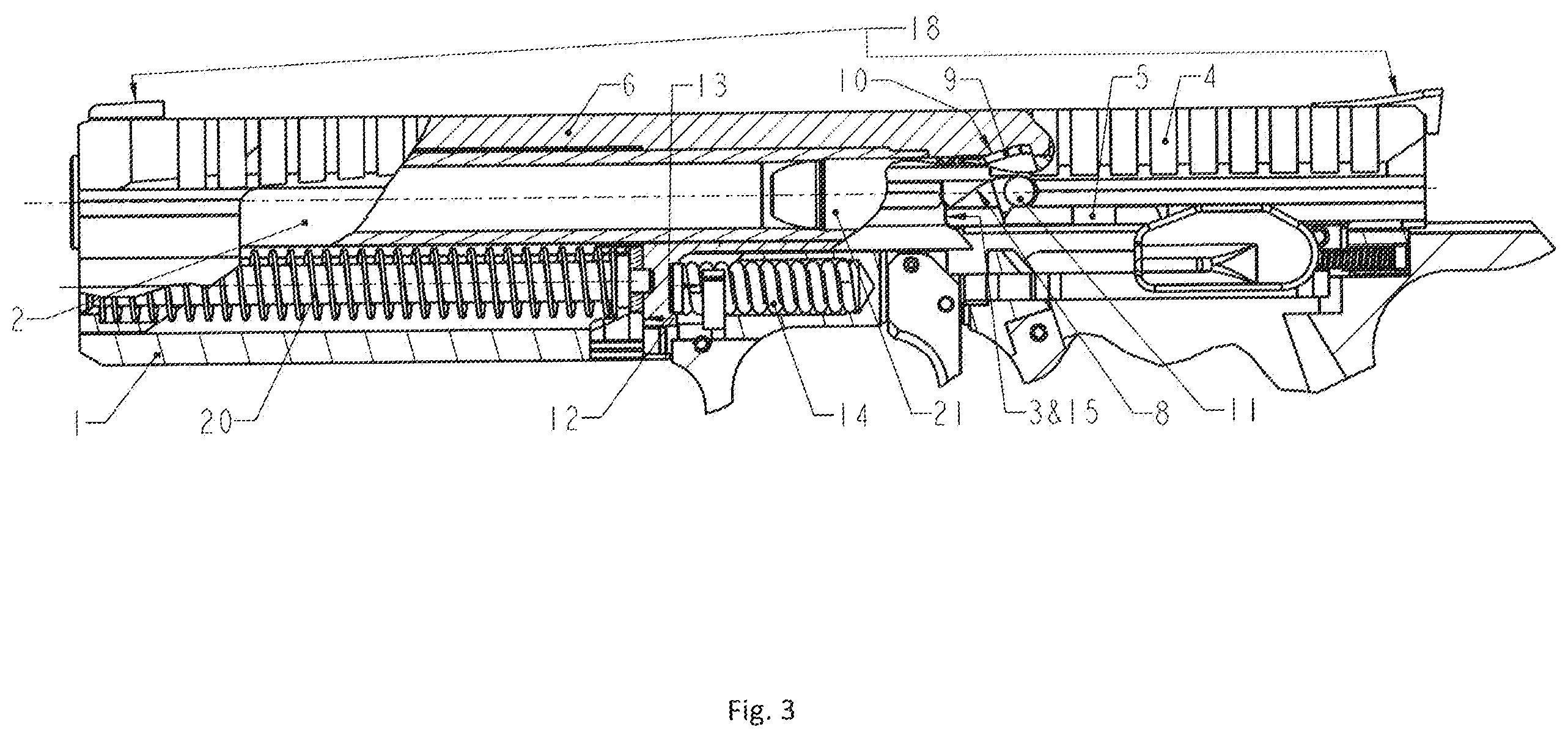 Patent US12410977 Figure 3 – Firearm