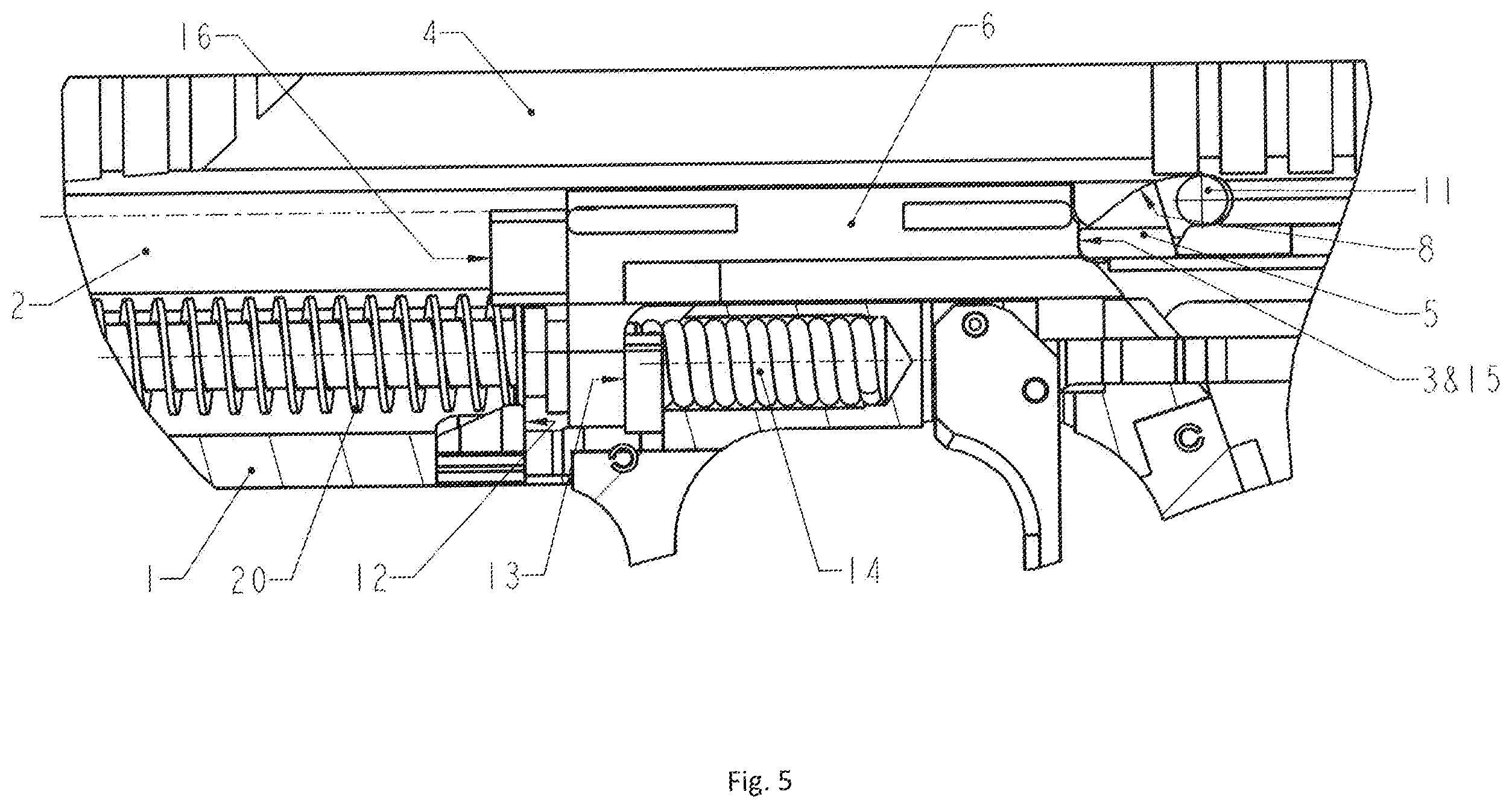 Patent US12410977 Figure 5 – Firearm
