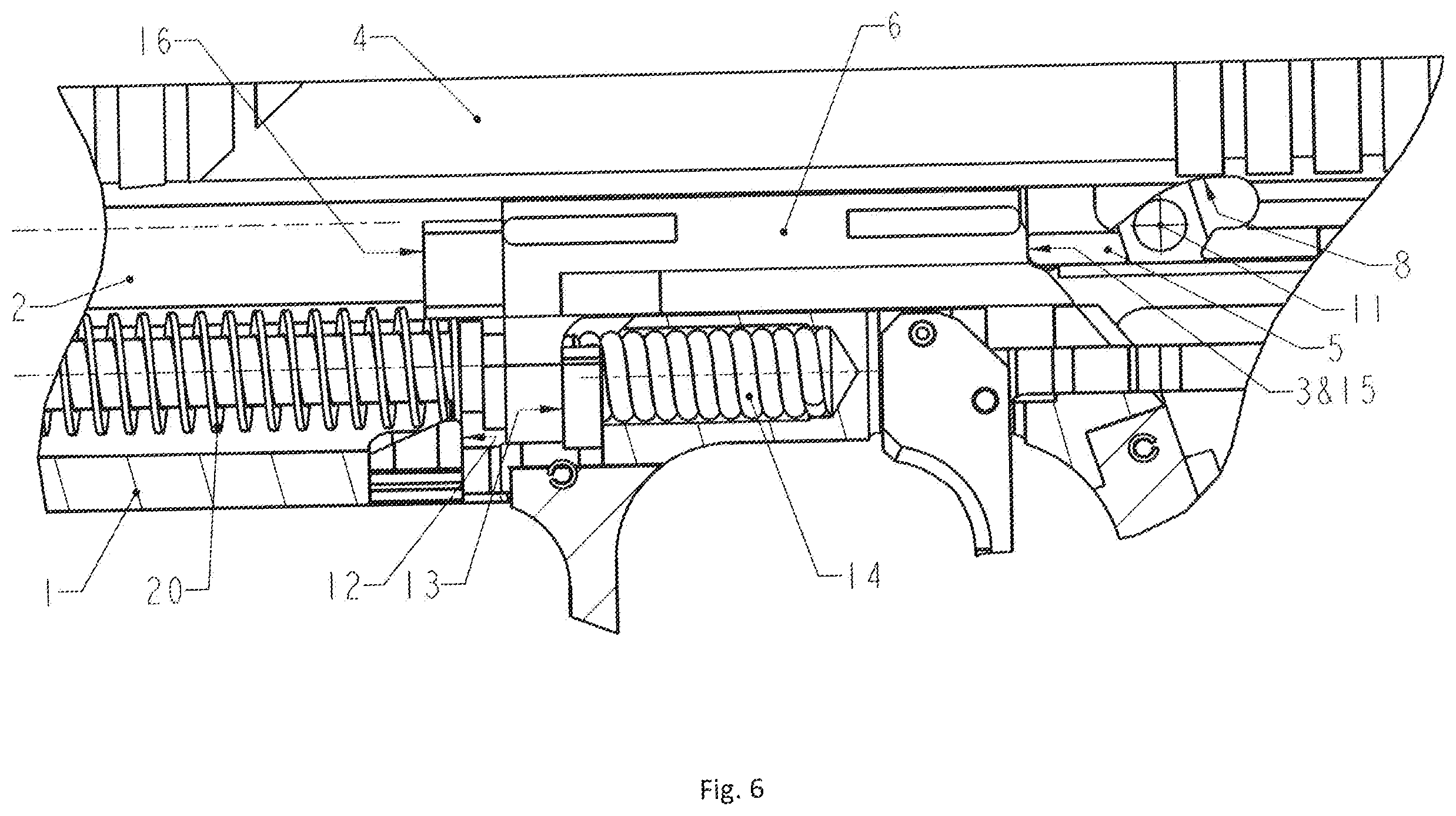 Patent US12410977 Figure 6 – Firearm