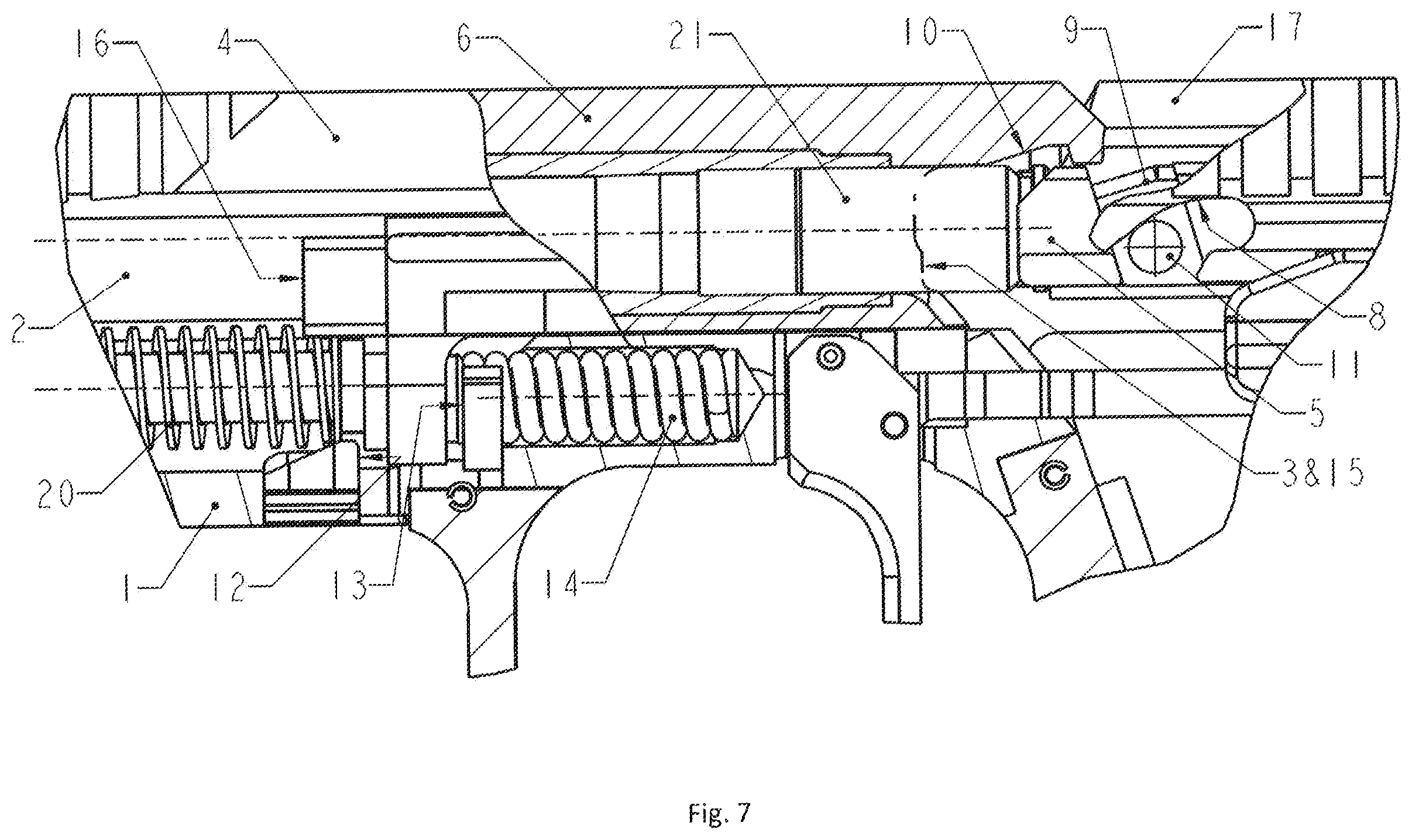 Patent US12410977 Figure 7 – Firearm