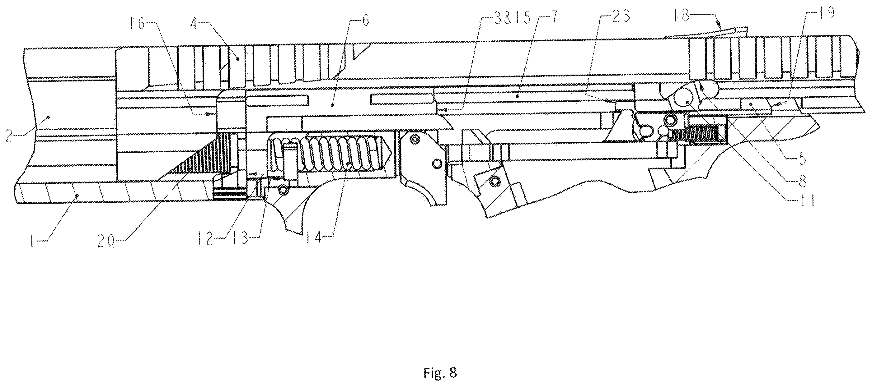 Patent US12410977 Figure 8 – Firearm