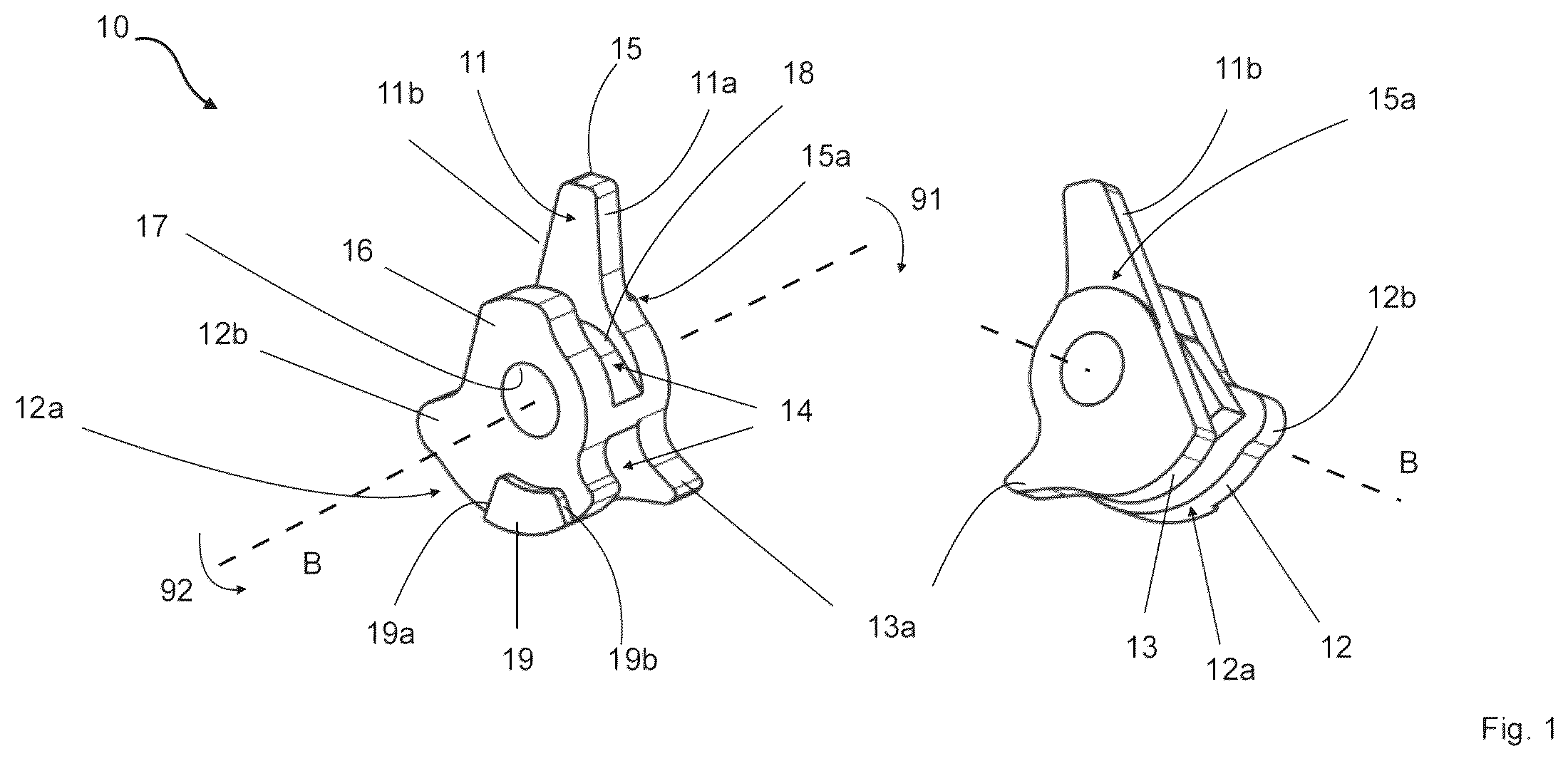 Patent US12410979 Figure 1 – Control element, breechblock stop lever, breechblock carrier, trigger, trigger assembly for an automatic weapon, and an automatic weapon equipped therewith