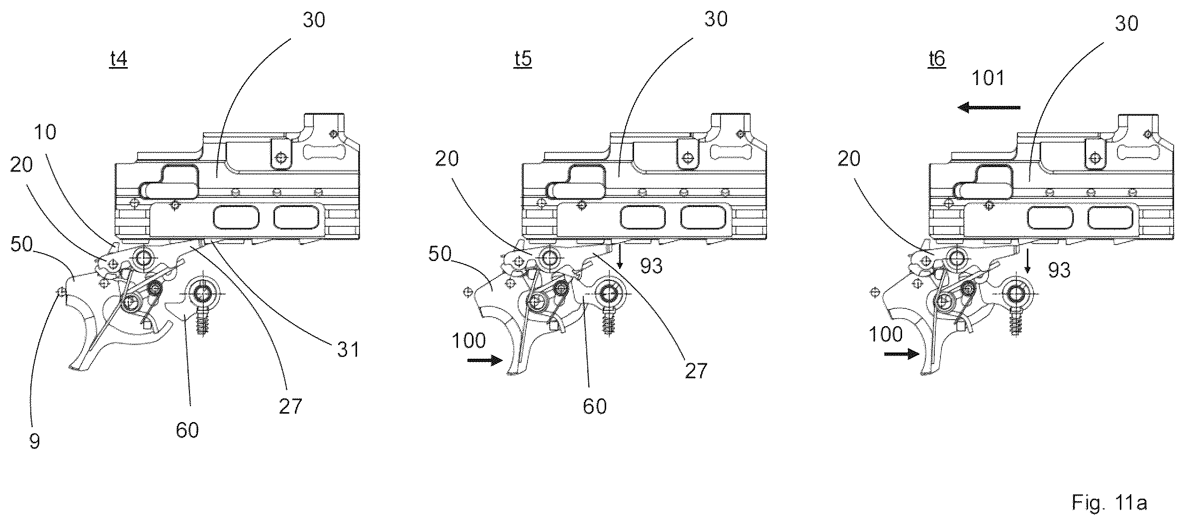 Patent US12410979 Figure 13 – Control element, breechblock stop lever, breechblock carrier, trigger, trigger assembly for an automatic weapon, and an automatic weapon equipped therewith