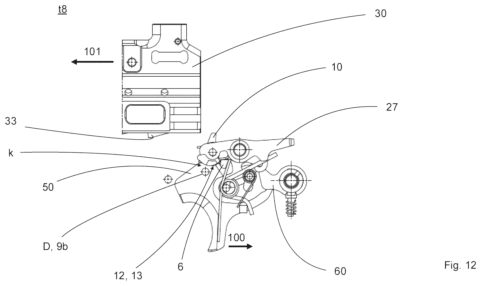 Patent US12410979 Figure 17 – Control element, breechblock stop lever, breechblock carrier, trigger, trigger assembly for an automatic weapon, and an automatic weapon equipped therewith