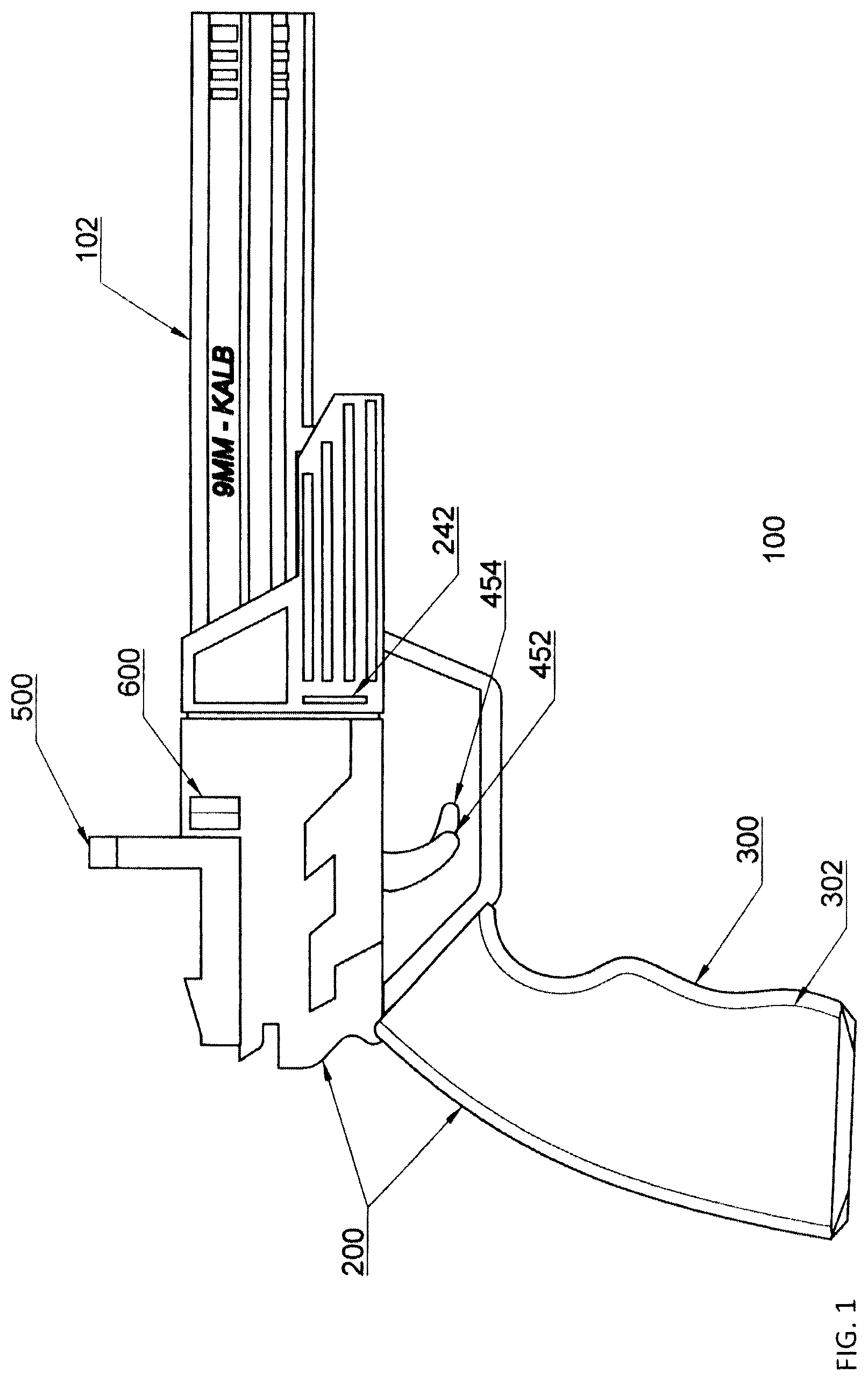 Patent US12410981 Figure 1 – Additive manufacturing enhanced sidearm