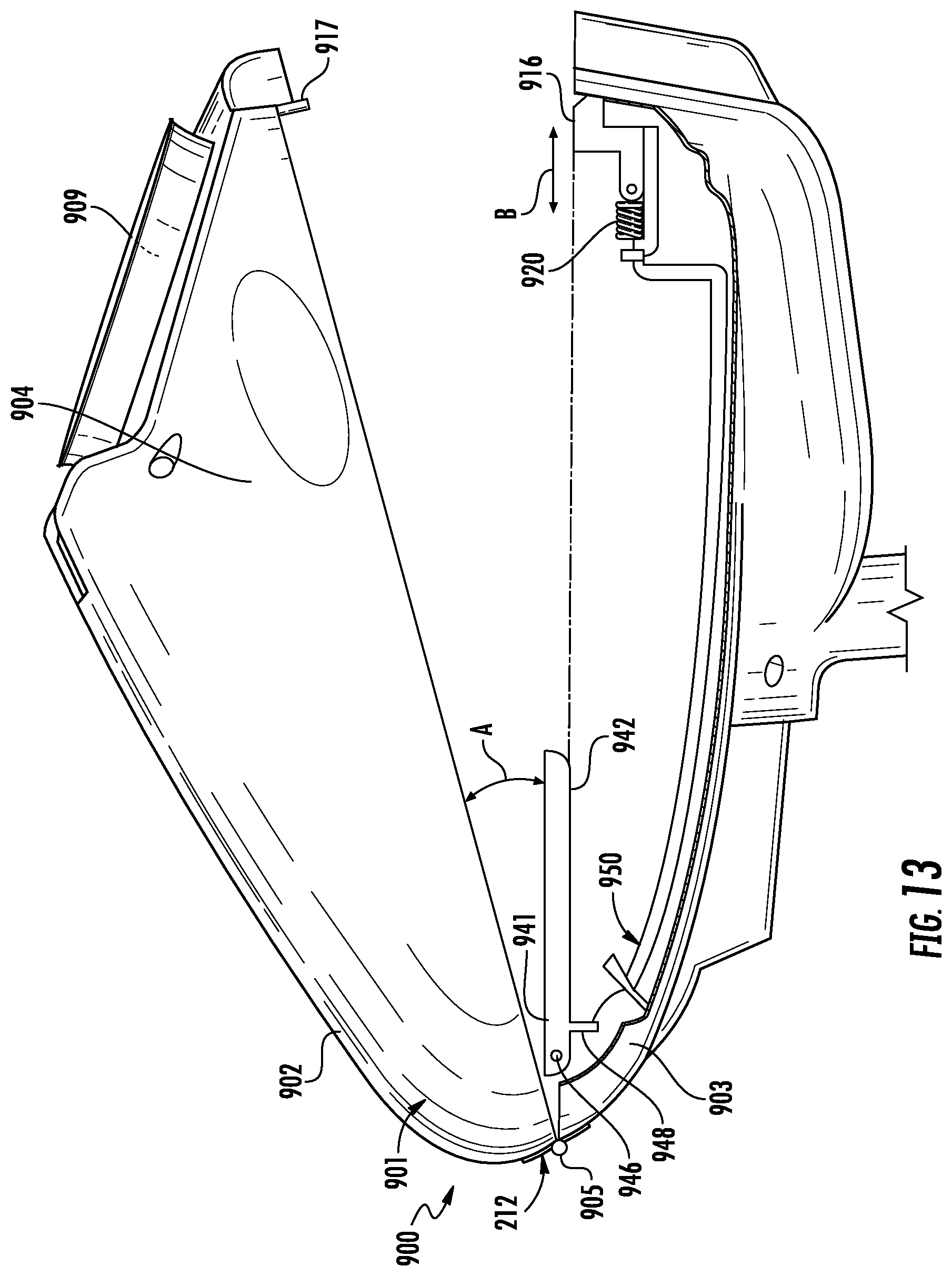 Patent US12410986 Figure 9 – Projectile loader having streamlined external body and internal opening mechanism