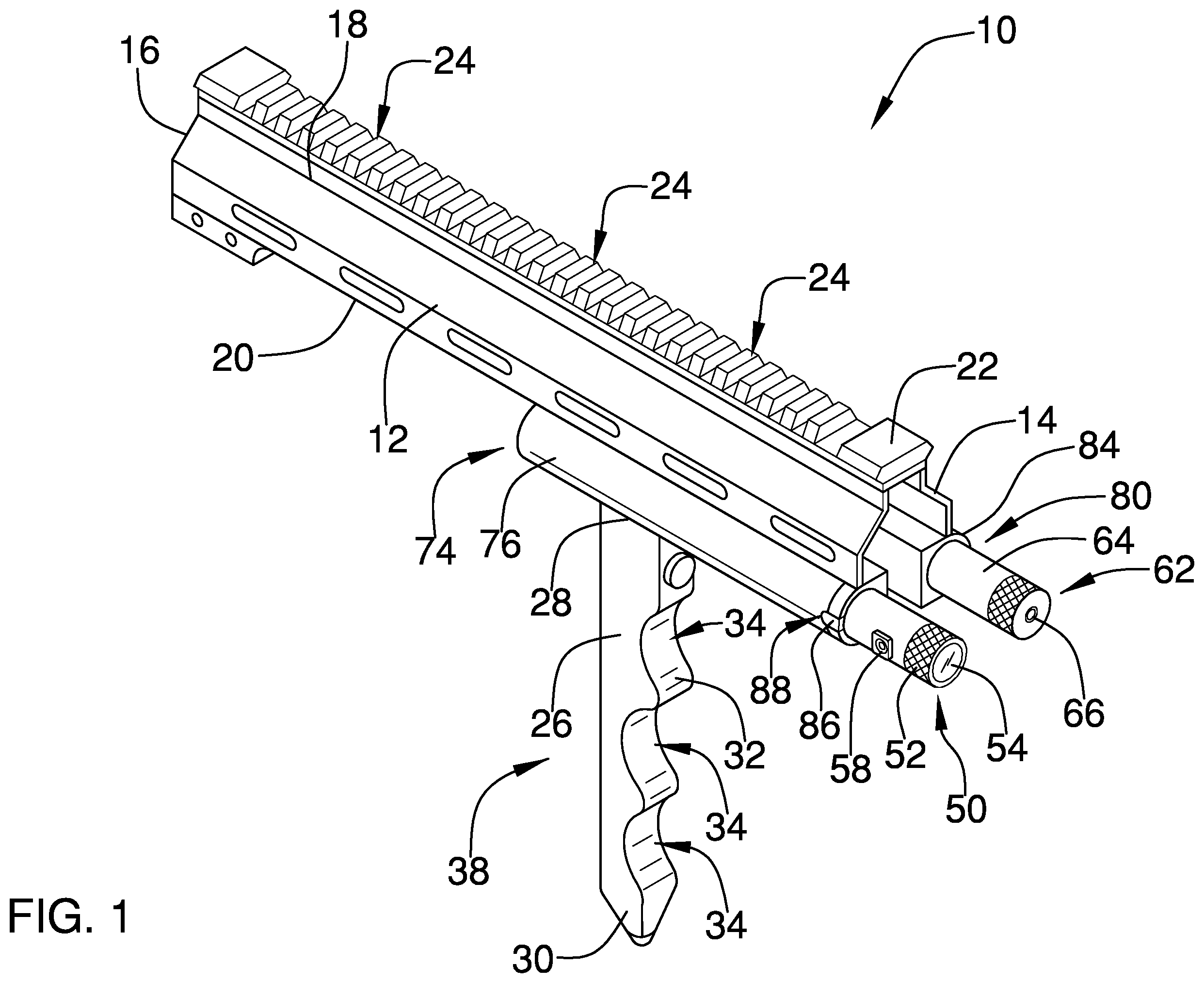 Patent US12410988 Figure 1 – Forearm grip for a firearm