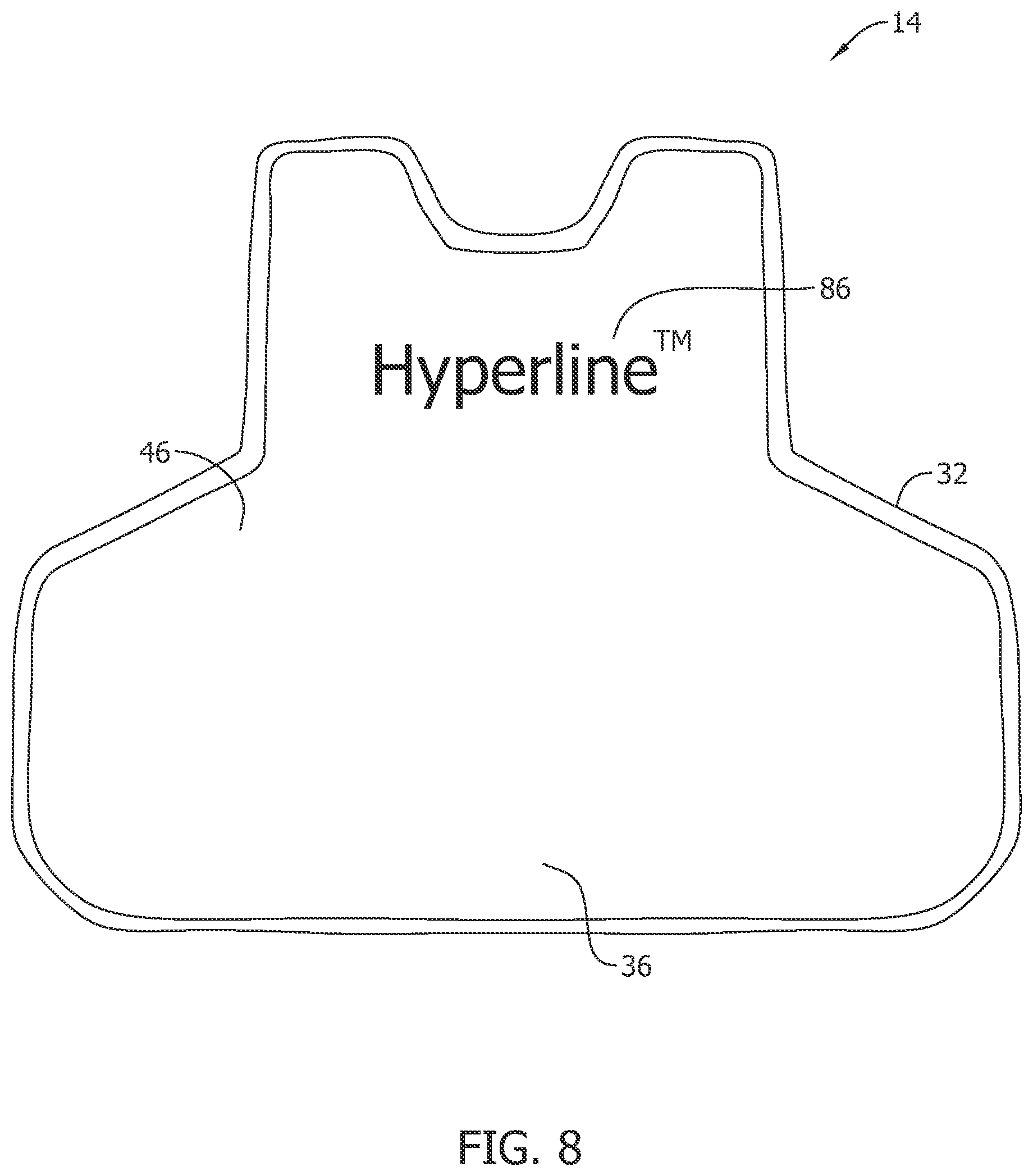 Patent US12410992 Figure 8 – Body armor panel for use with personal protective vest and system for assembling same