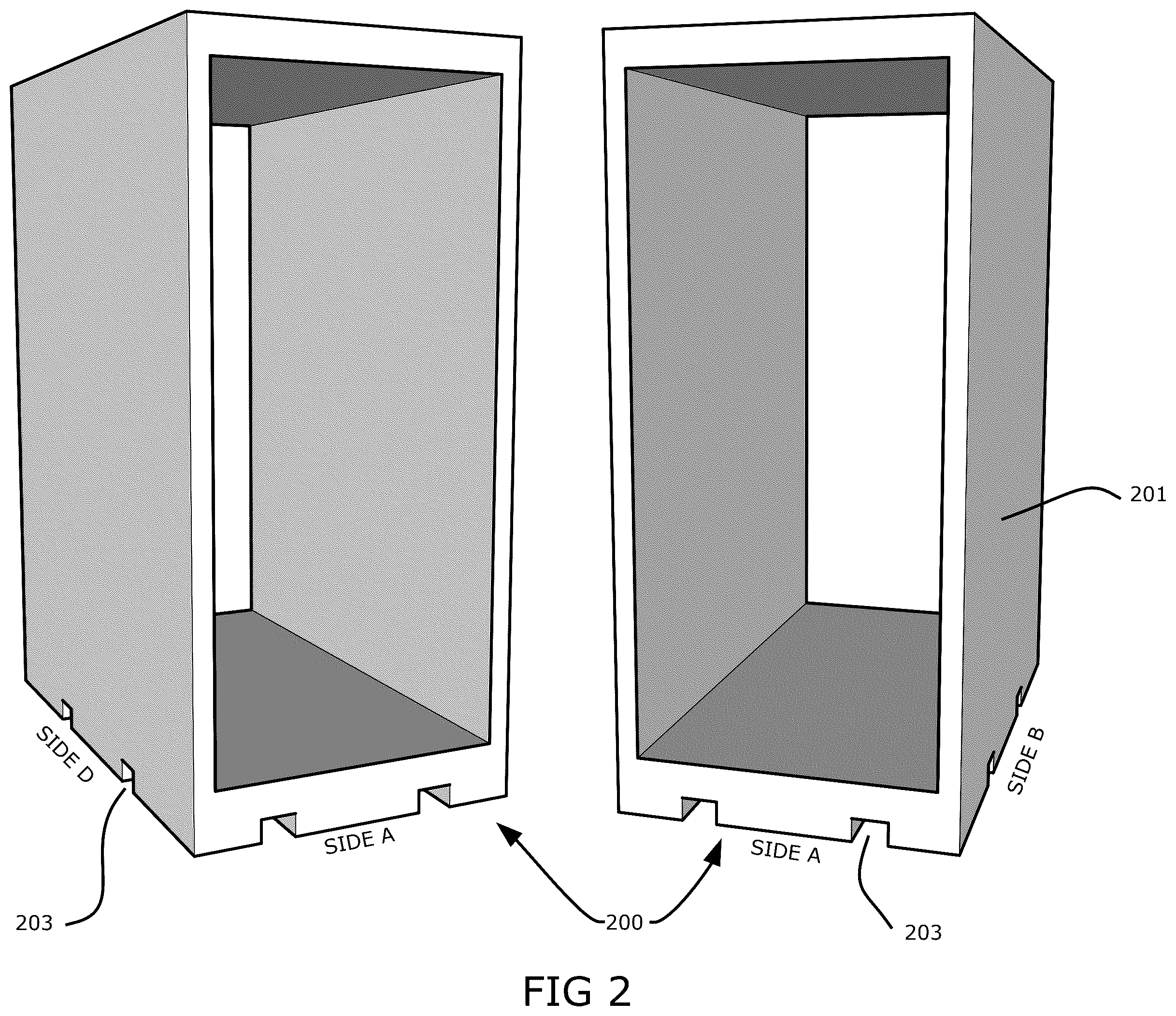 Patent US12410993 Figure 2 – Mobile ballistics and projectile resistant crate with telescoping protective ballistic resistant panels and removable storage cage