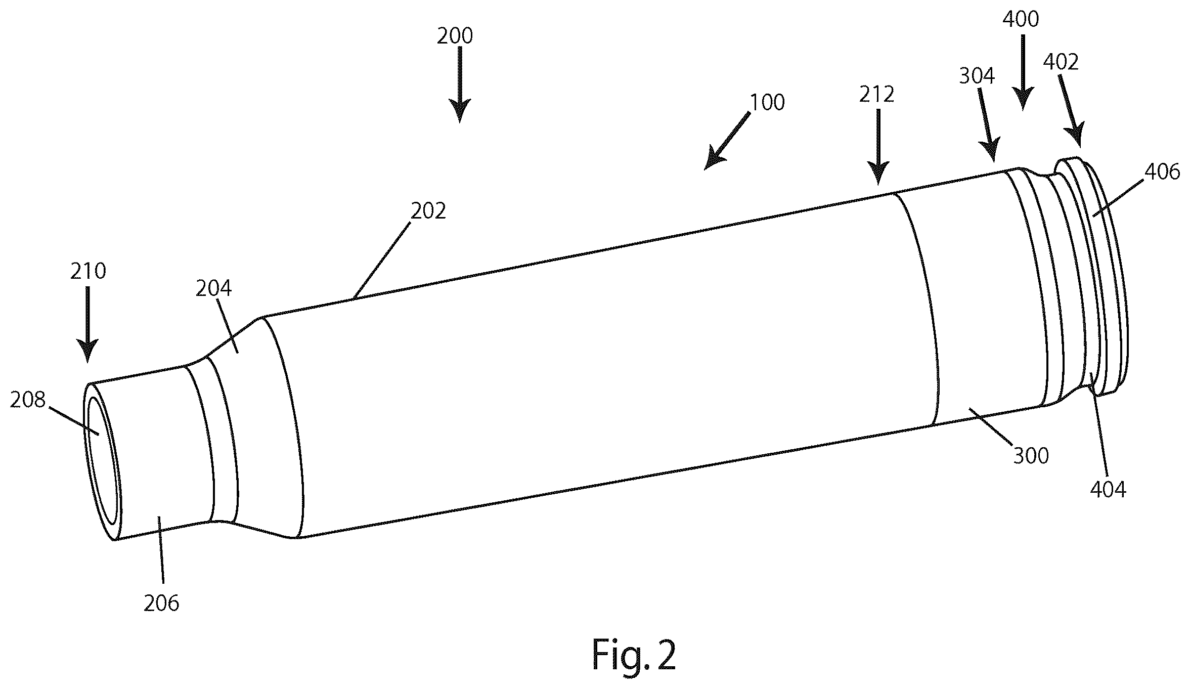 Patent US12410994 Figure 3 – Polymer-based cartridge casing for subsonic ammunition
