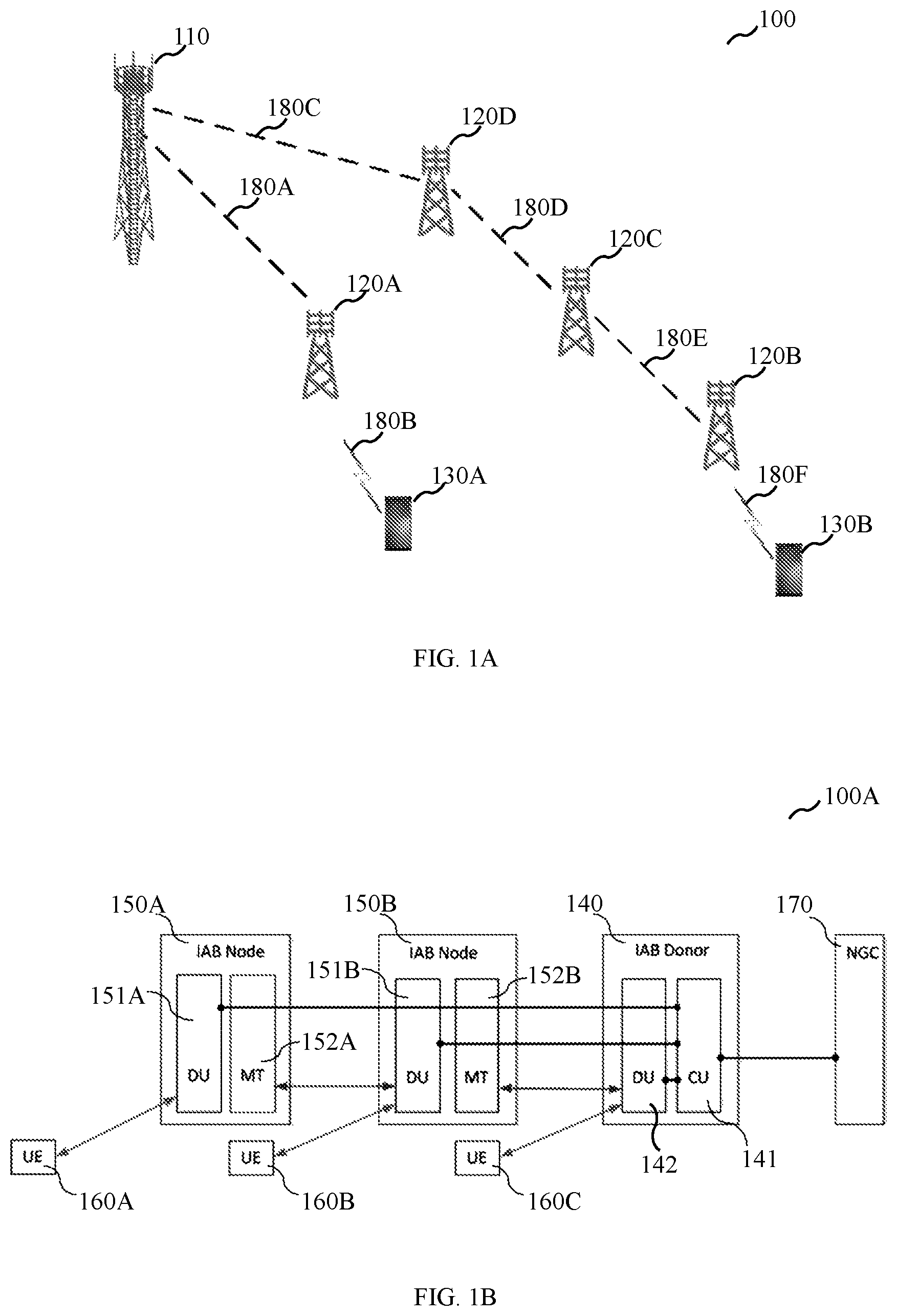 Patent US12414097 Figure 1 – Methods and apparatus for dynamic FDM between parent link and child link in IAB network