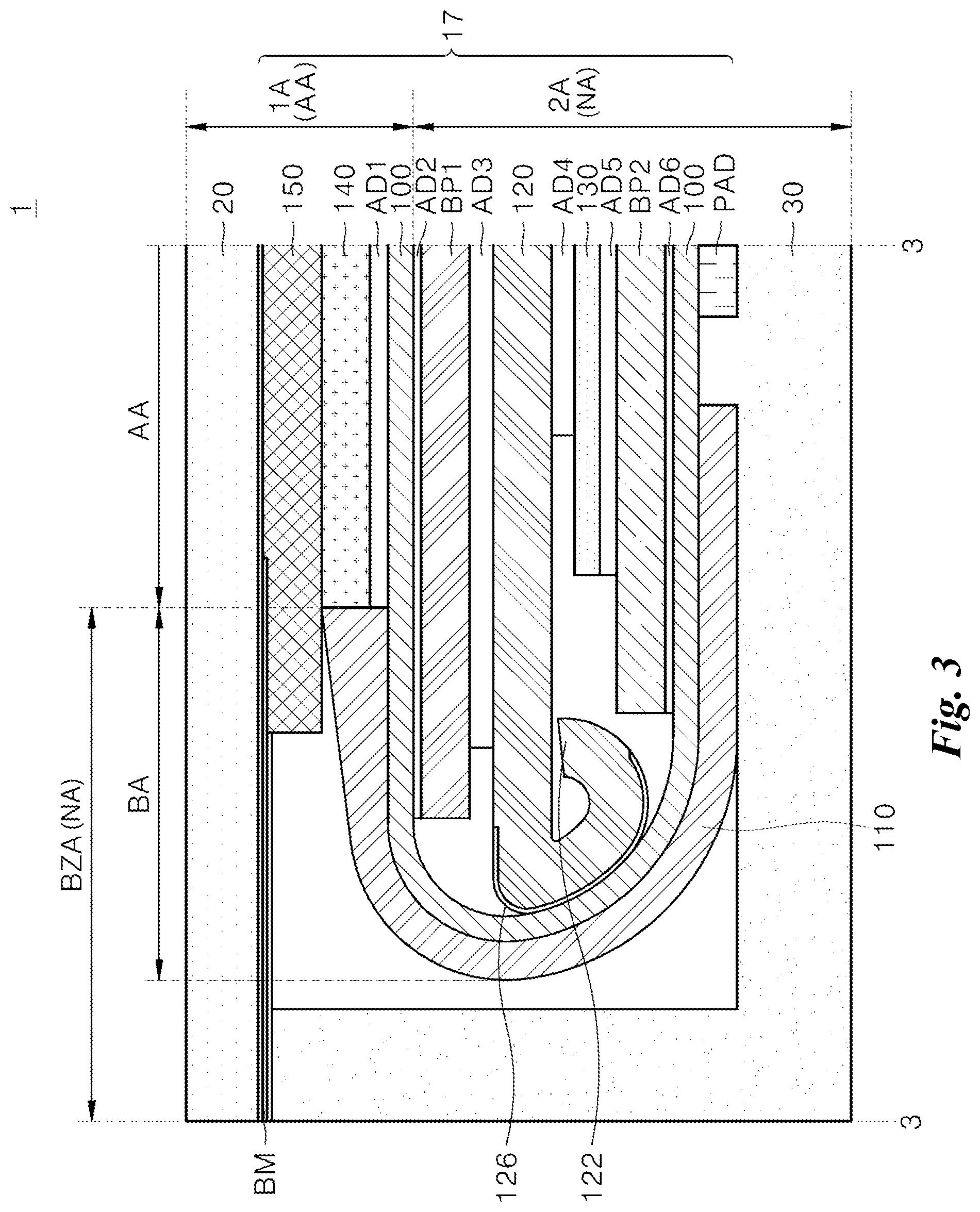 Patent US12414245 Figure 3 – Display device including bending support