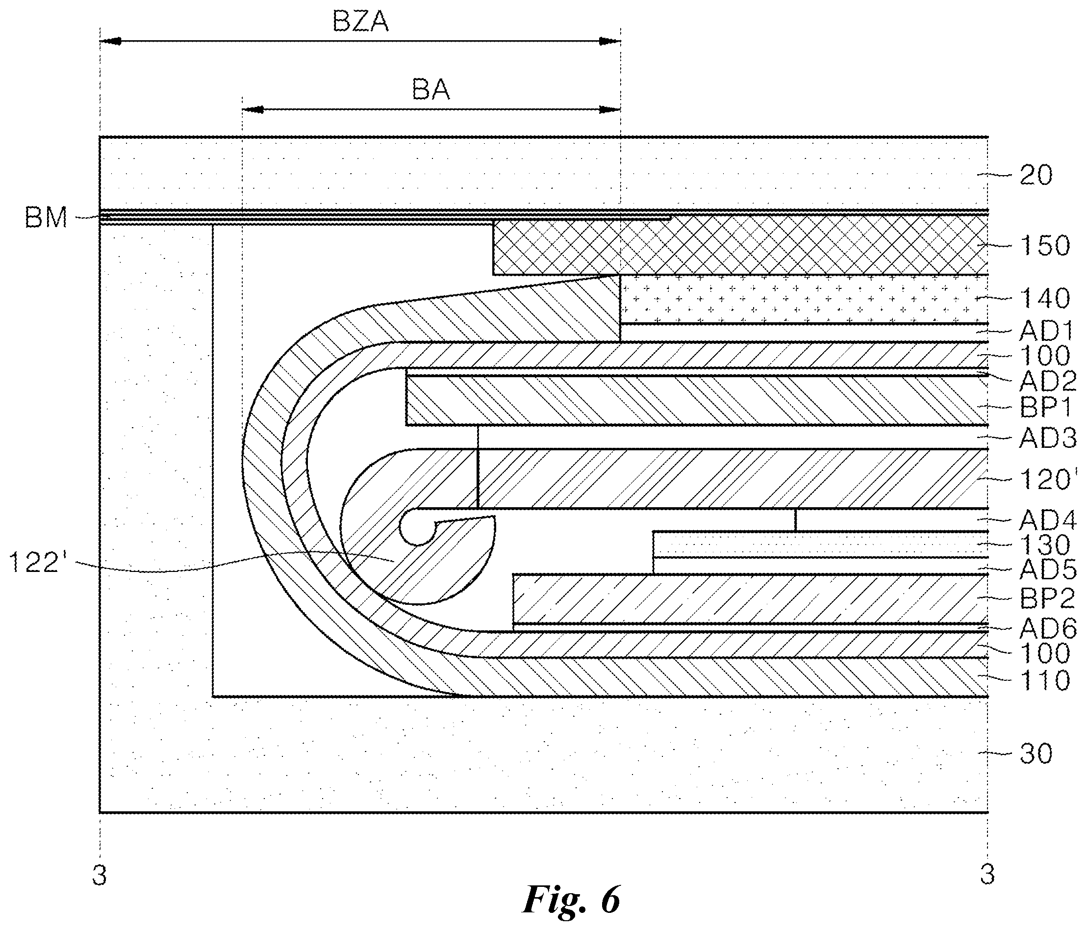 Patent US12414245 Figure 6 – Display device including bending support