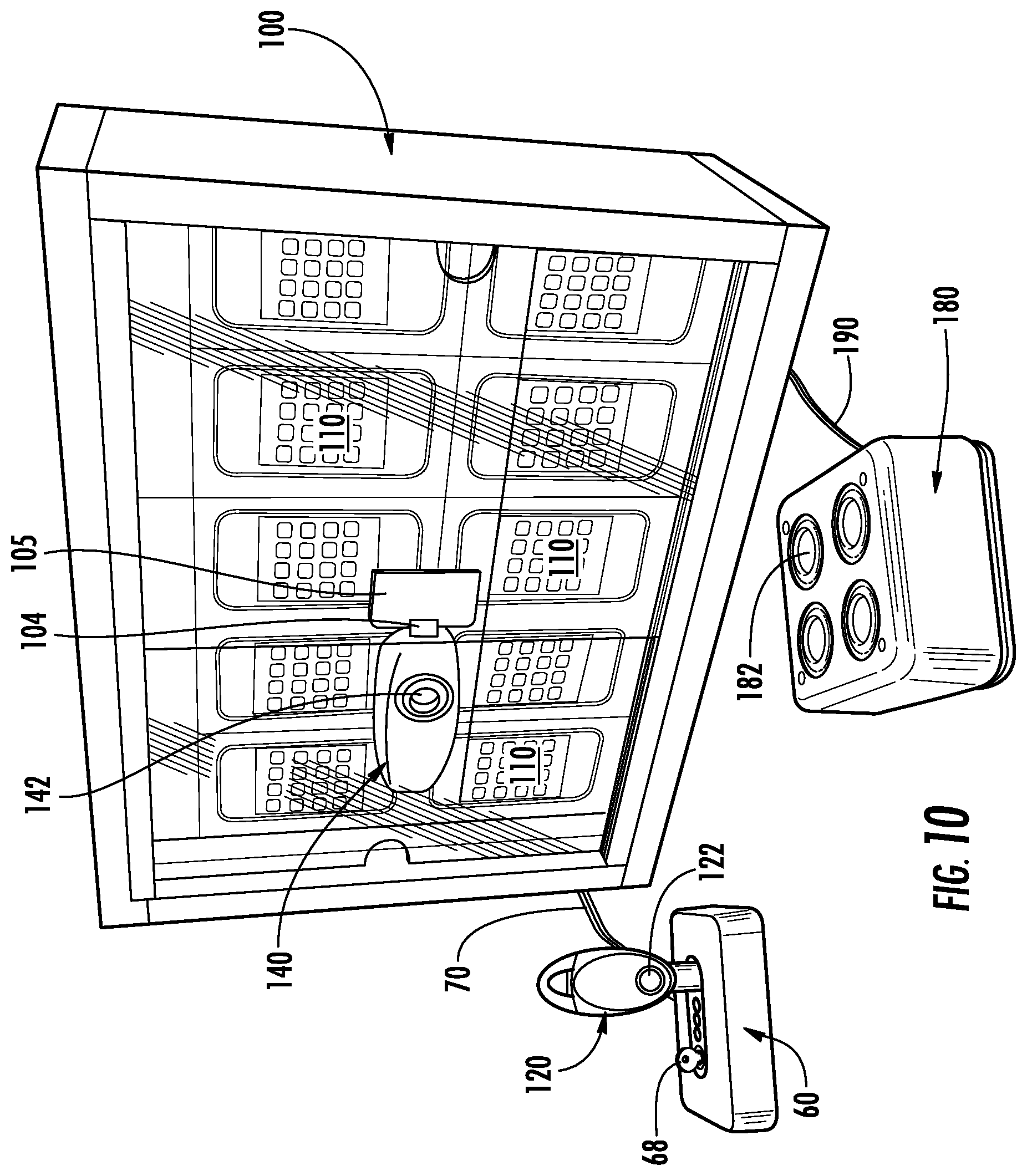 Patent US12414248 Figure 12 – Electronic locks for server racks
