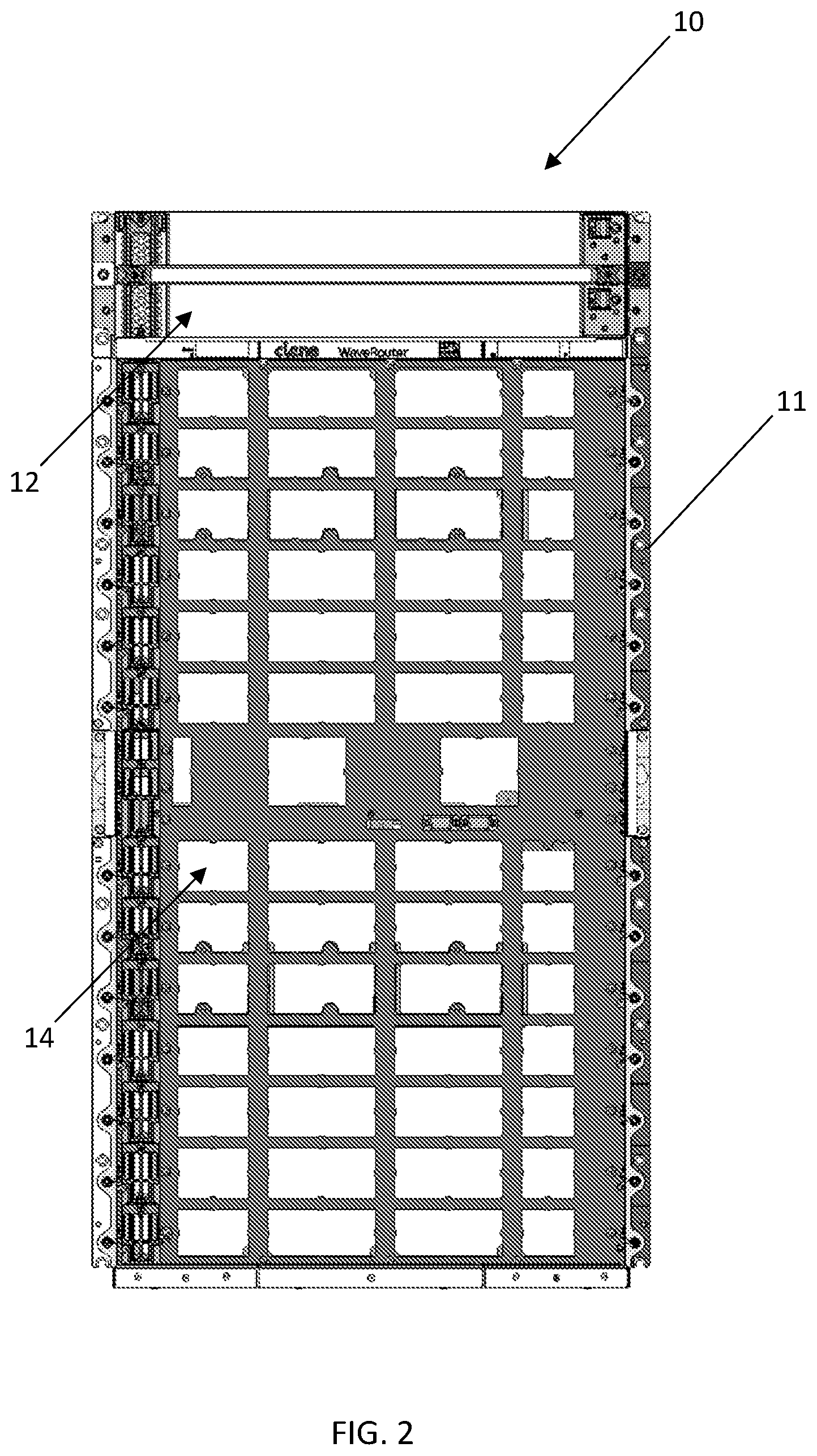 Patent US12414258 Figure 2 – Adjustable shelf/slot keying assemblies and methods for telecommunications and networking equipment