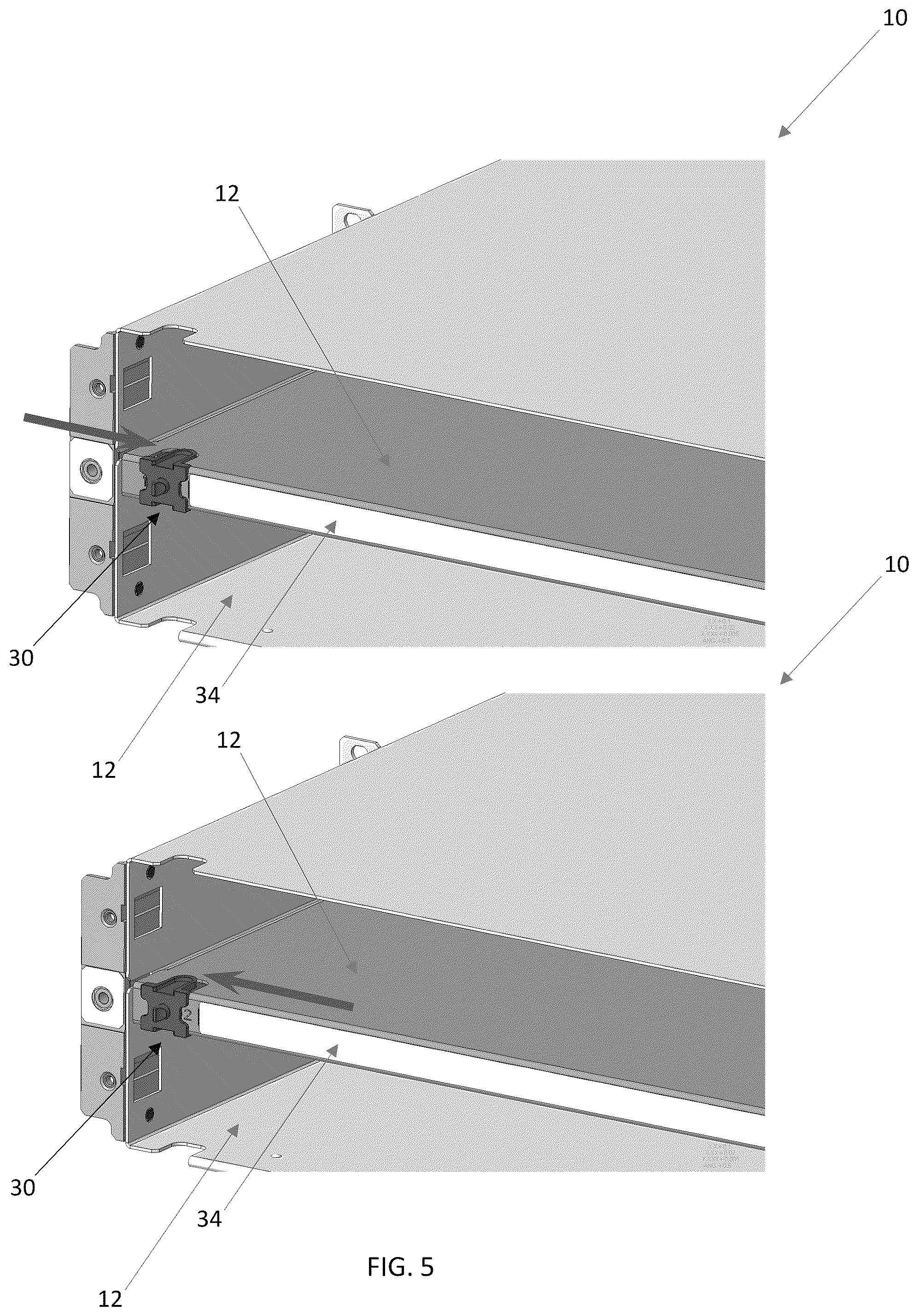 Patent US12414258 Figure 5 – Adjustable shelf/slot keying assemblies and methods for telecommunications and networking equipment