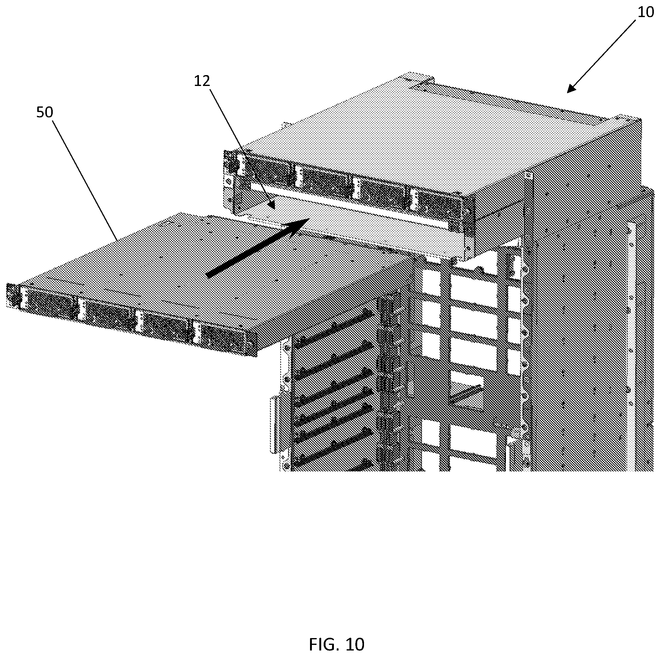 Patent US12414258 Figure 10 – Adjustable shelf/slot keying assemblies and methods for telecommunications and networking equipment
