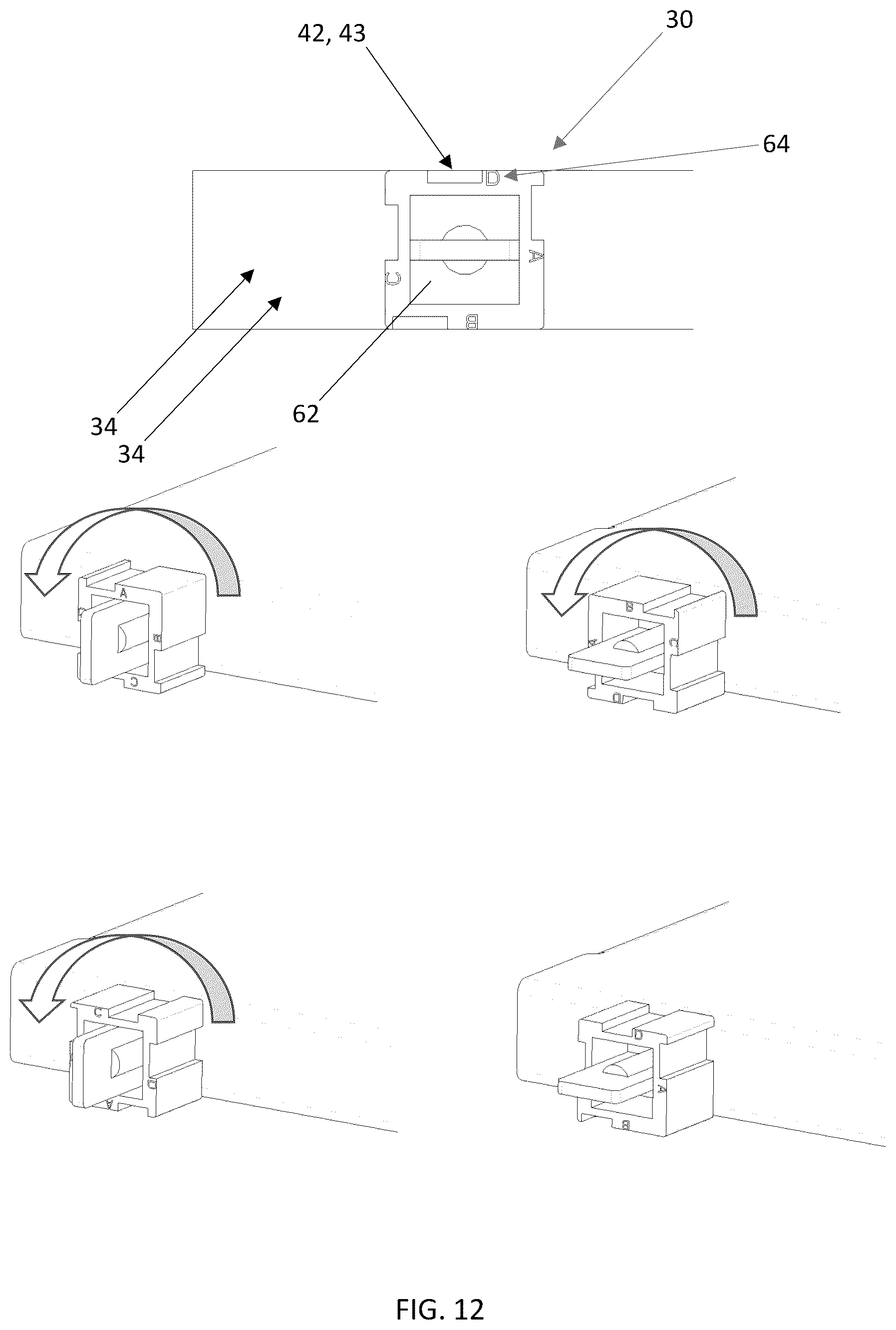 Patent US12414258 Figure 12 – Adjustable shelf/slot keying assemblies and methods for telecommunications and networking equipment